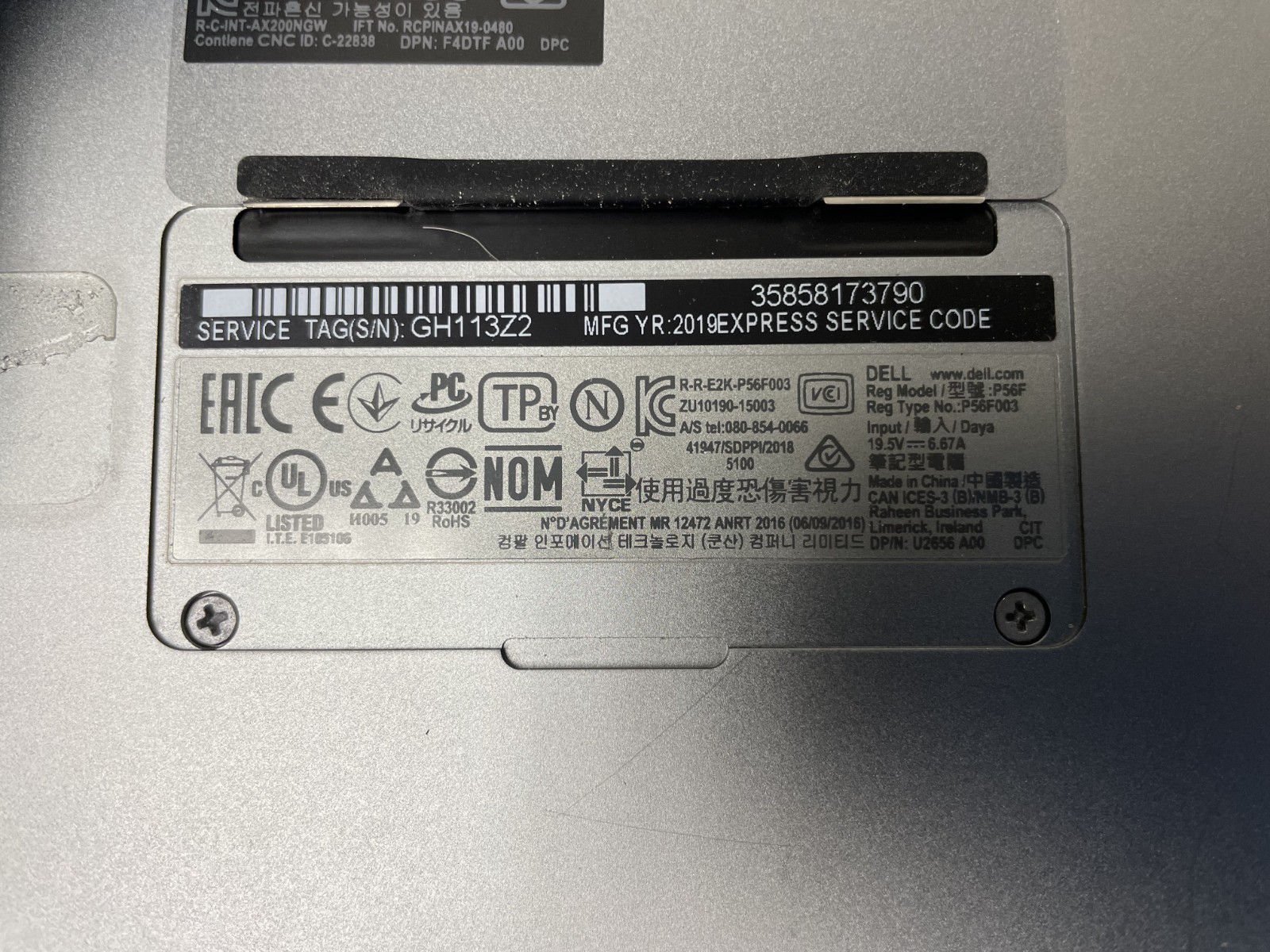 DELL Precision 5540 Intel Core i9-9980HK @2.40GHz 16GB RAM NO SSD Parts *READ