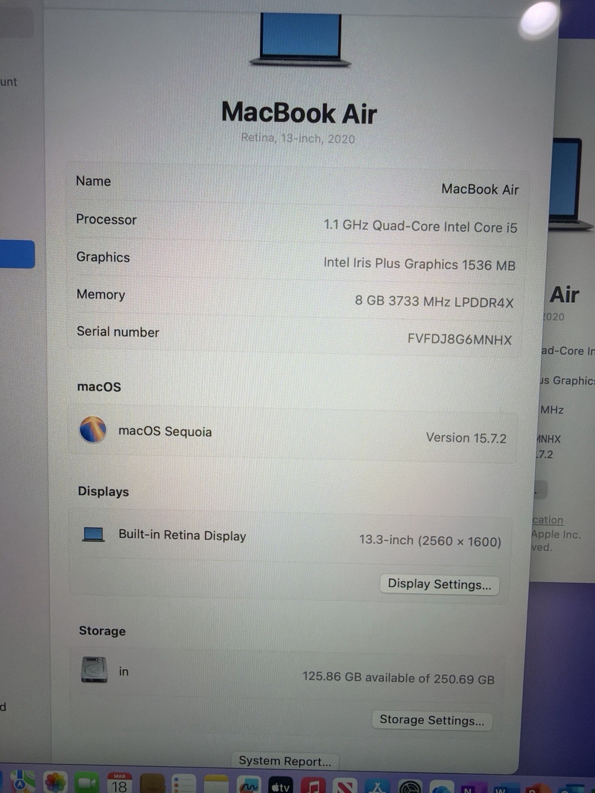 APPLE MACBOOK AIR 13” 2020 QUAD CORE i5 8GB RAM 256GB SSD! FAST 💨!!
