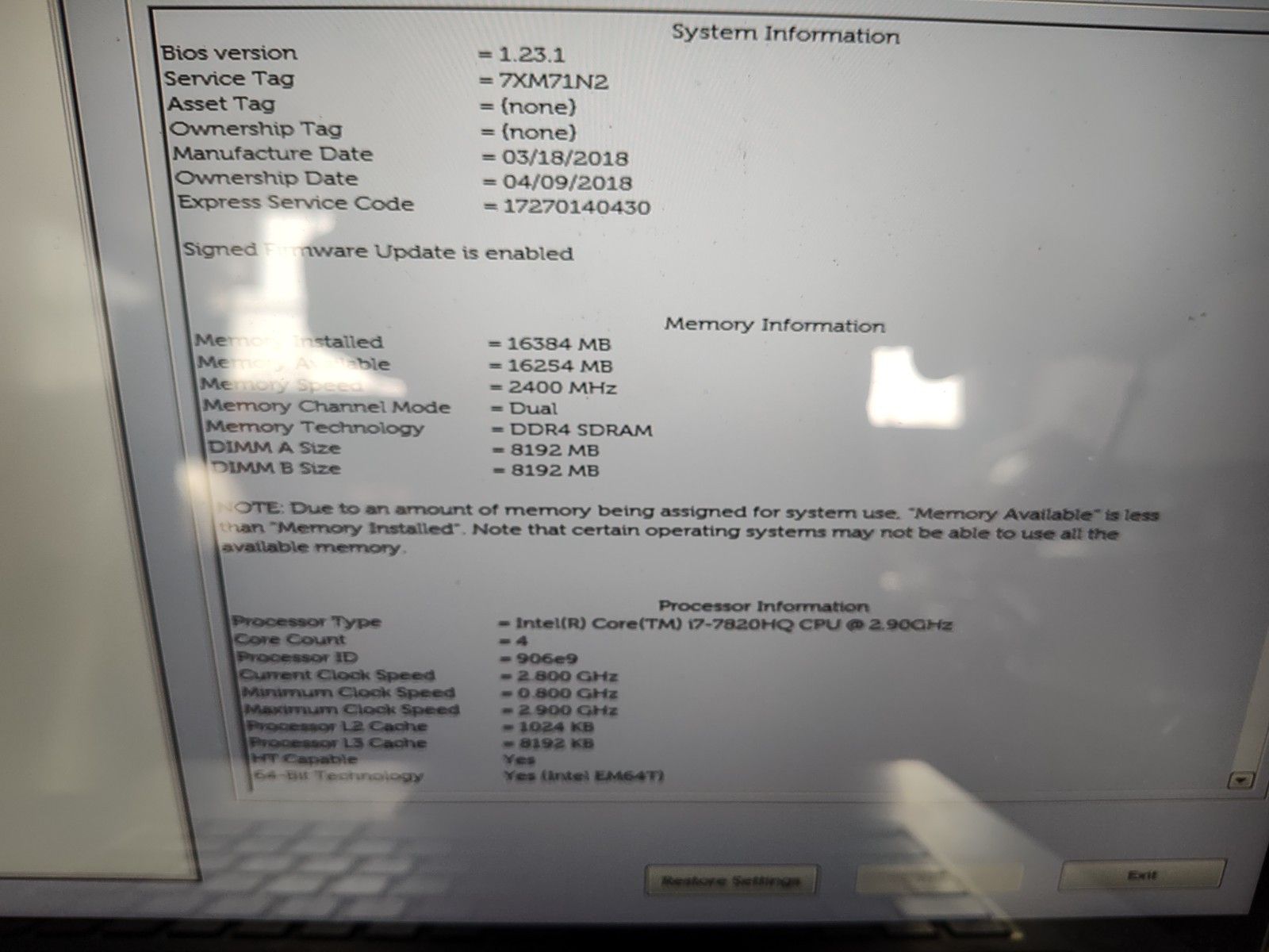 Dell PRECISION 5520 i7, 16GB RAM no ram NVME QUADRO M1200 15.6 IN TOUCH