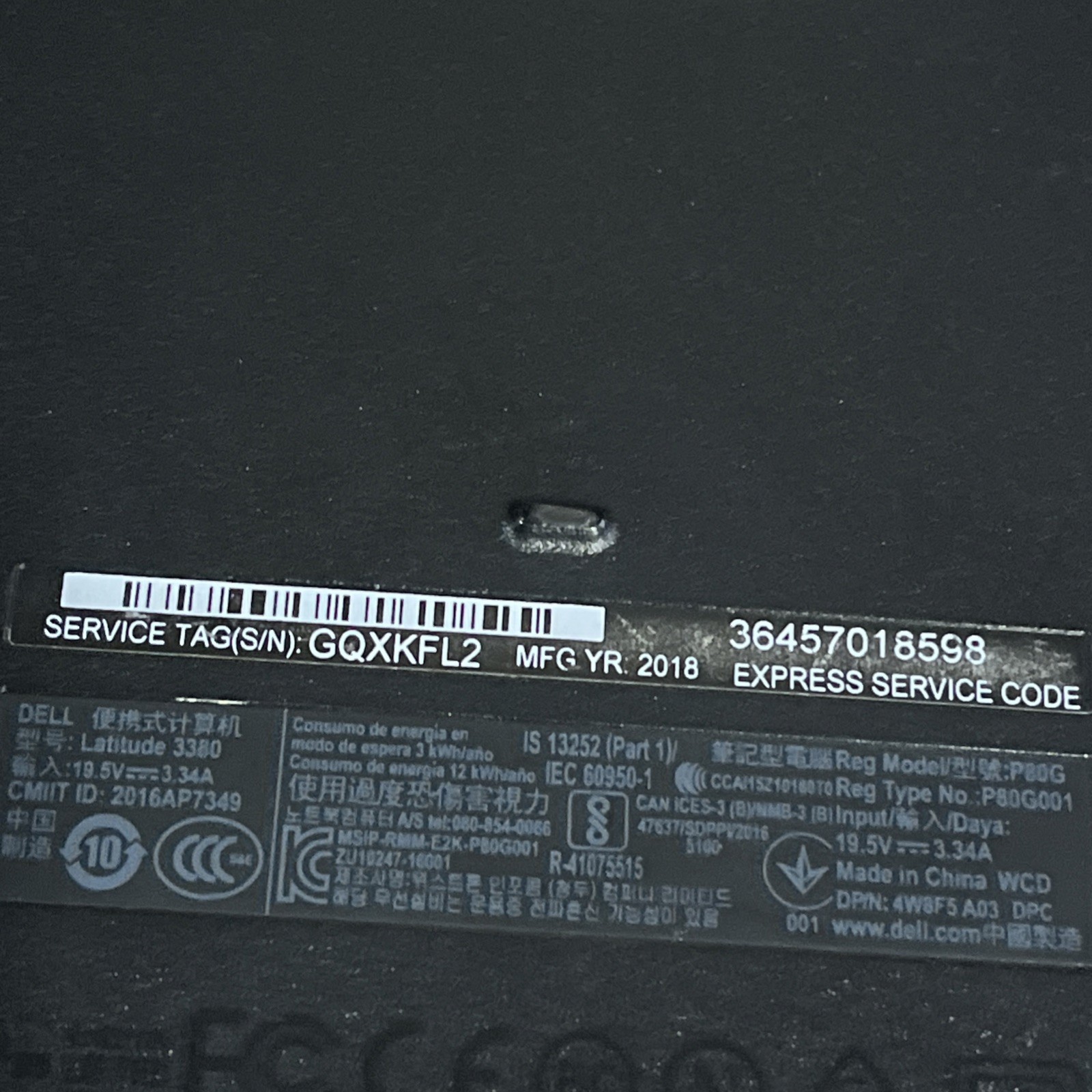 DELL LATITUDE 3380 INTEL CORE I3-6006U 2.00GHZ 8GB RAM NO HD
