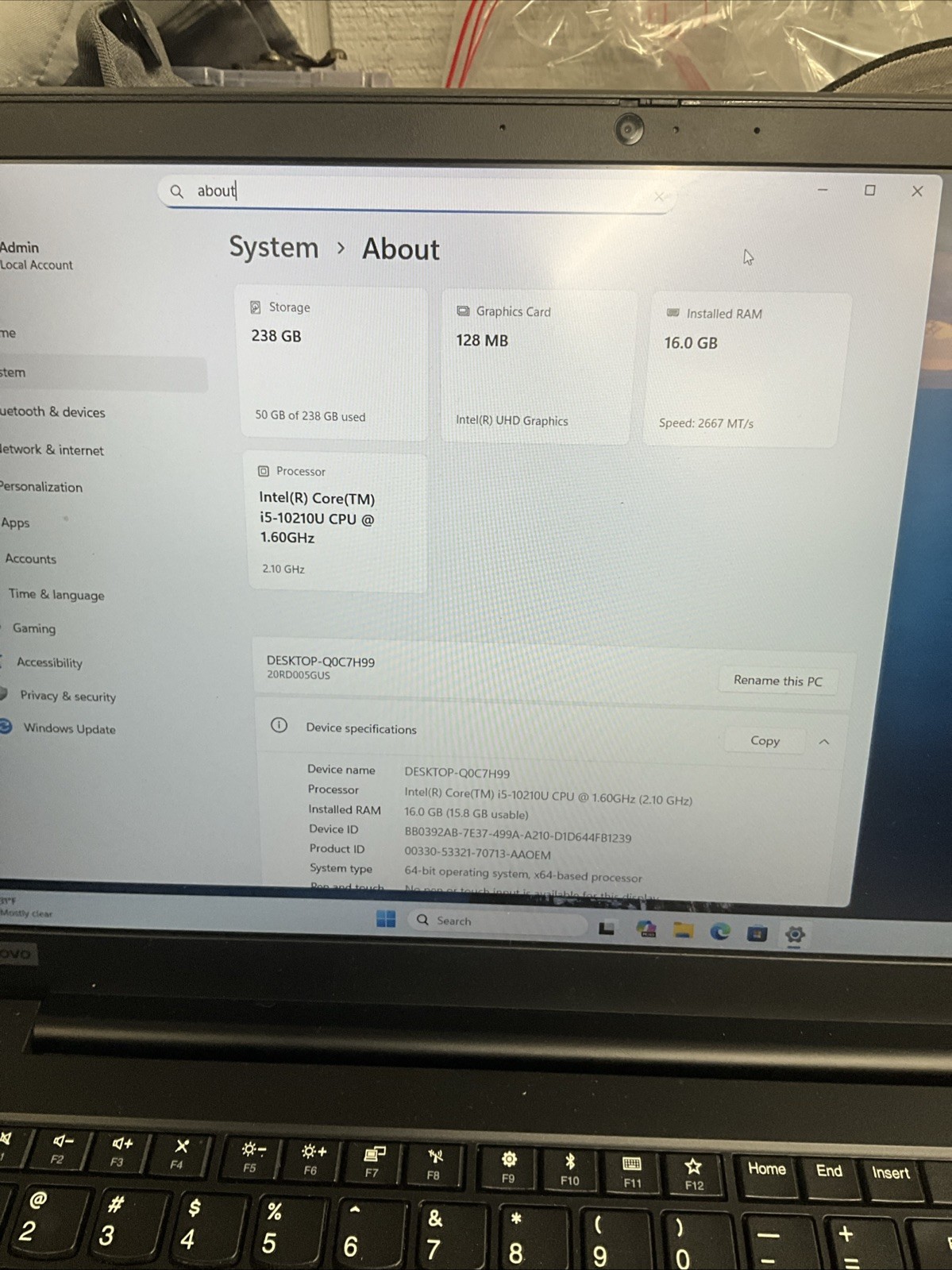 Lenovo ThinkPad E15 15.6″ i5-1235U 8GB 238GB SSD Win11 Pro Gray Laptop