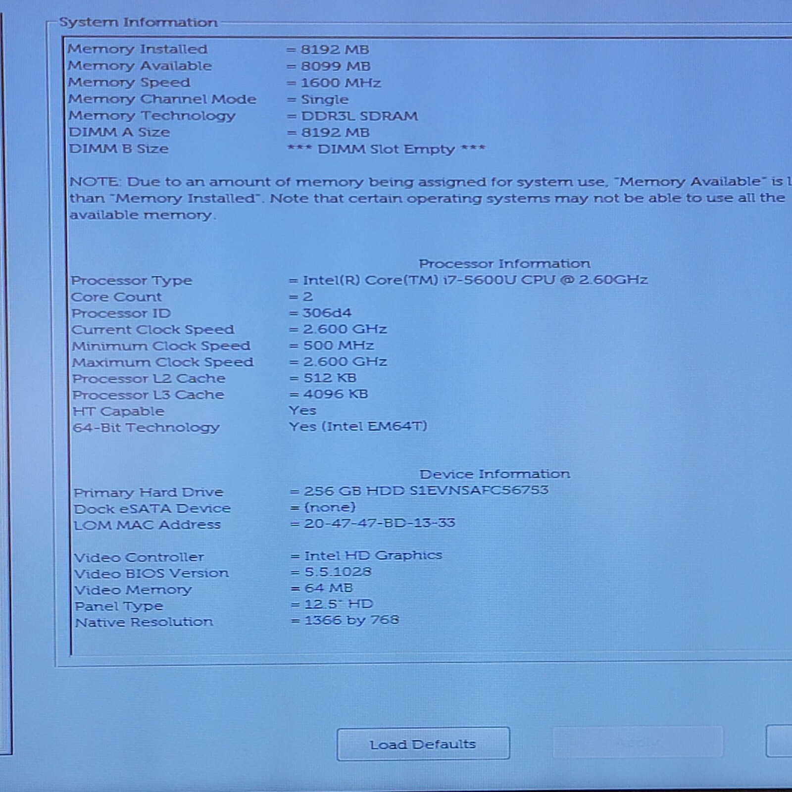 Dell Latitude E7250 Laptop i7 5600u 5TH gen 8GB 256GB HDD NON-TOUCH
