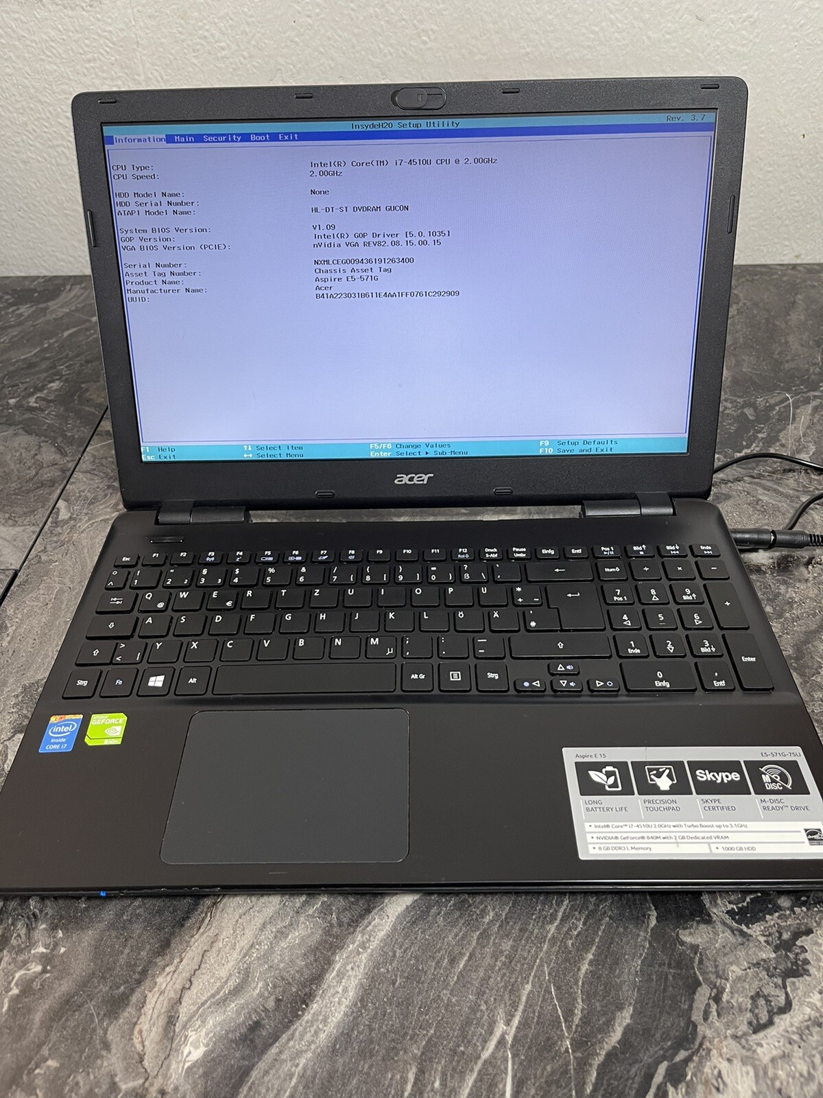 Gaming Acer E5 571 i7 4th gen