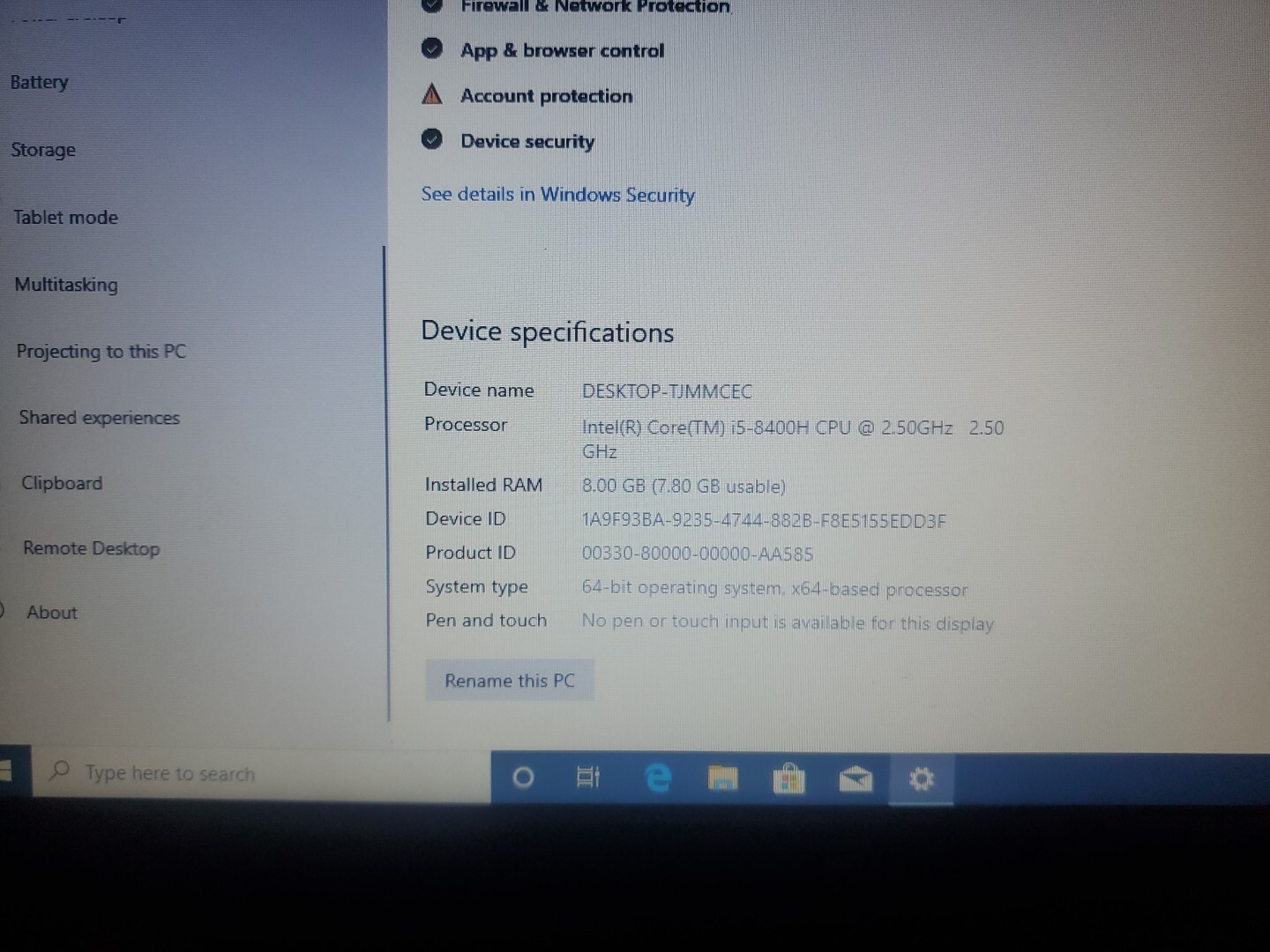 DELL LATITUDE 5491 Core I5-8300H 120GB SSD 8GB