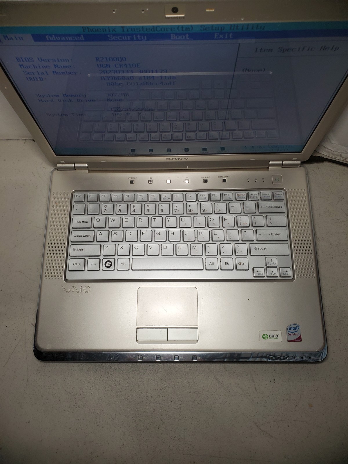 SONY Vaio VGN-CR410E PCG-5K1L 3GB RAM No HDD/SSD/OS! #69