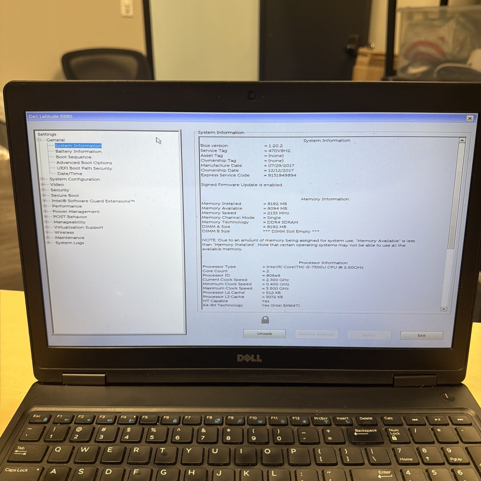 *READ Dell Latitude 5580 15.6″ Laptop Intel i5-7300U 2.60GHz 8GB RAM No HD/OS