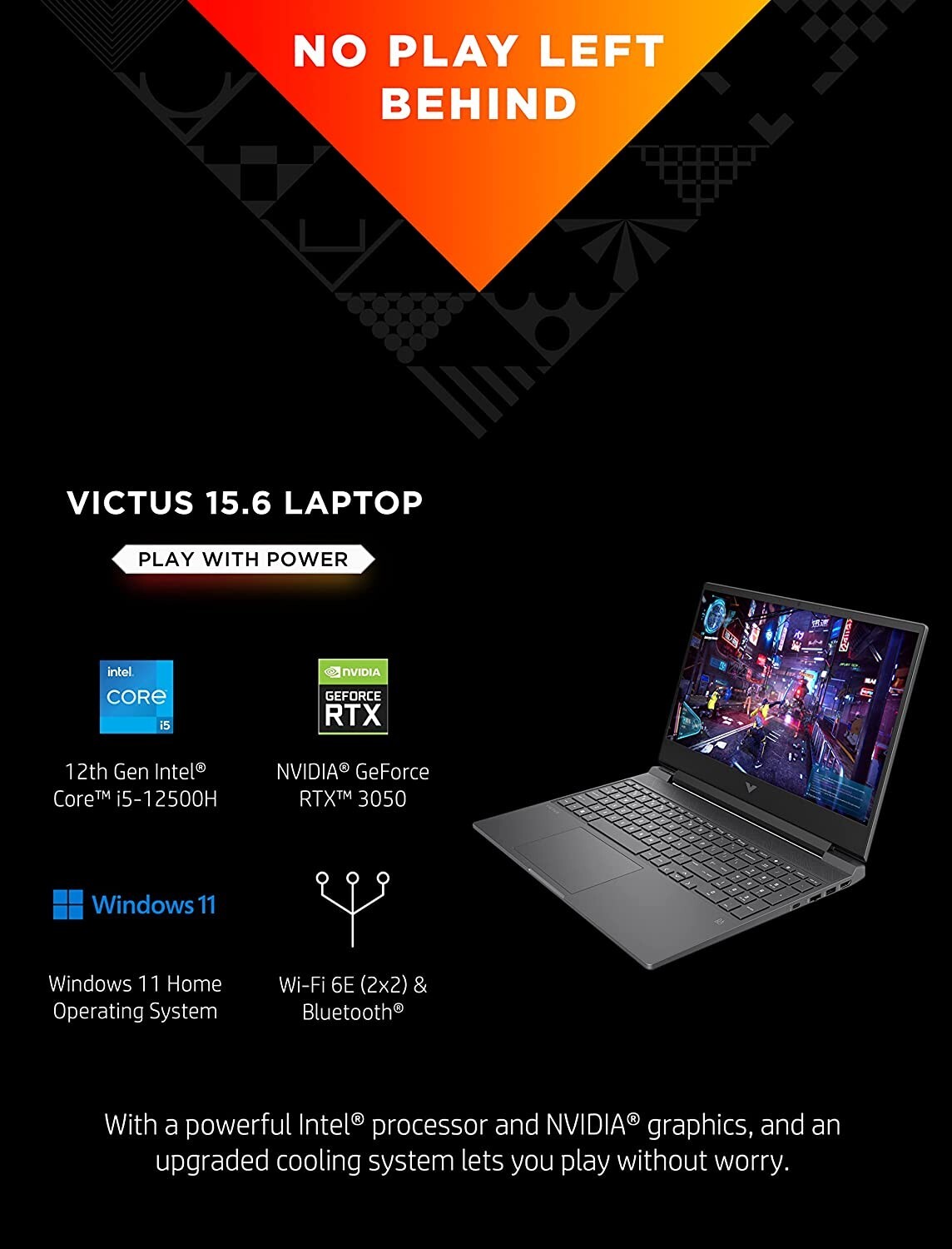 HP Victus 15.6 FHD Gaming Laptop i5-12500H 8GB 512GB RTX 3050 Backlit KB
