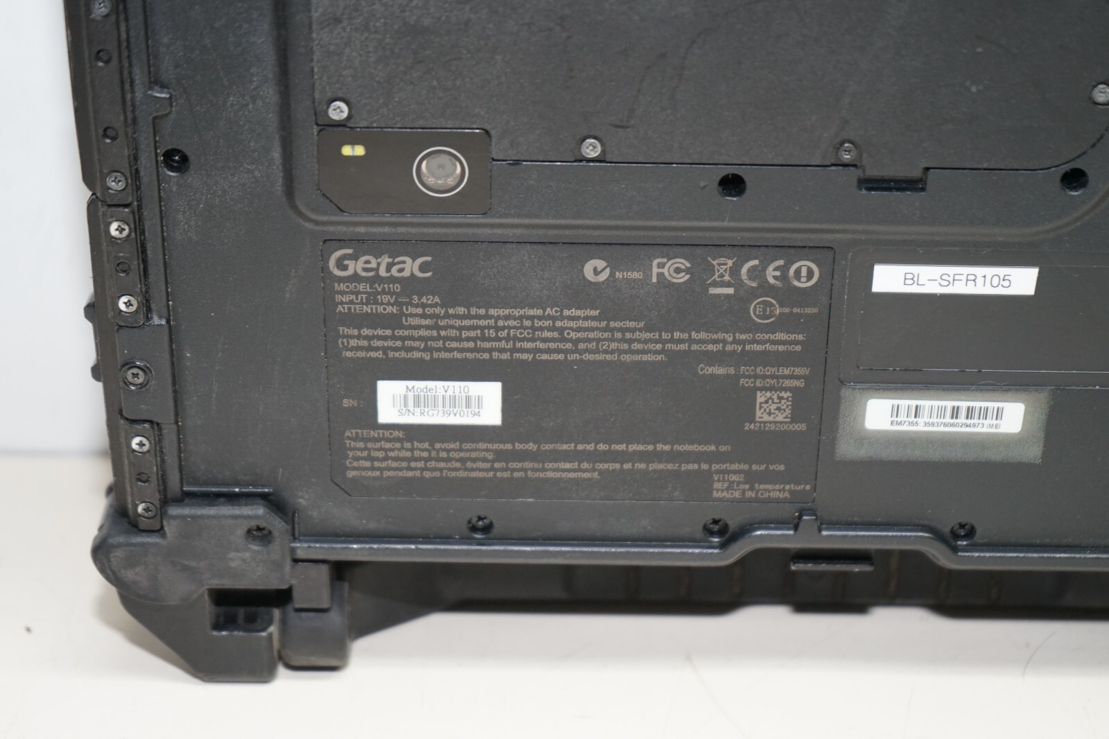 Getac V110 G2 Rugged ToughBook i5-5200U 2.20 GHz 8GB Ram No HD #W3893