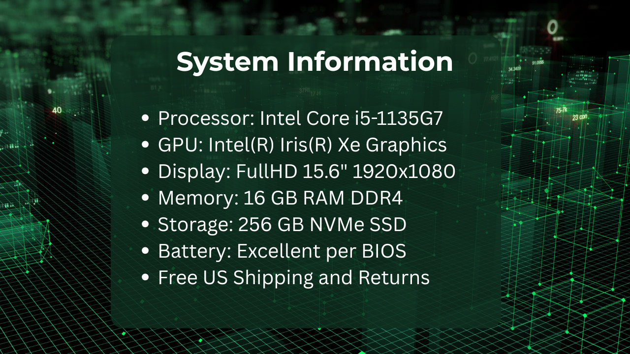 Dell Latitude 5520 15.6″ FHD i5-1135G7 256GB NVMe SSD 16GB RAM Win11pro