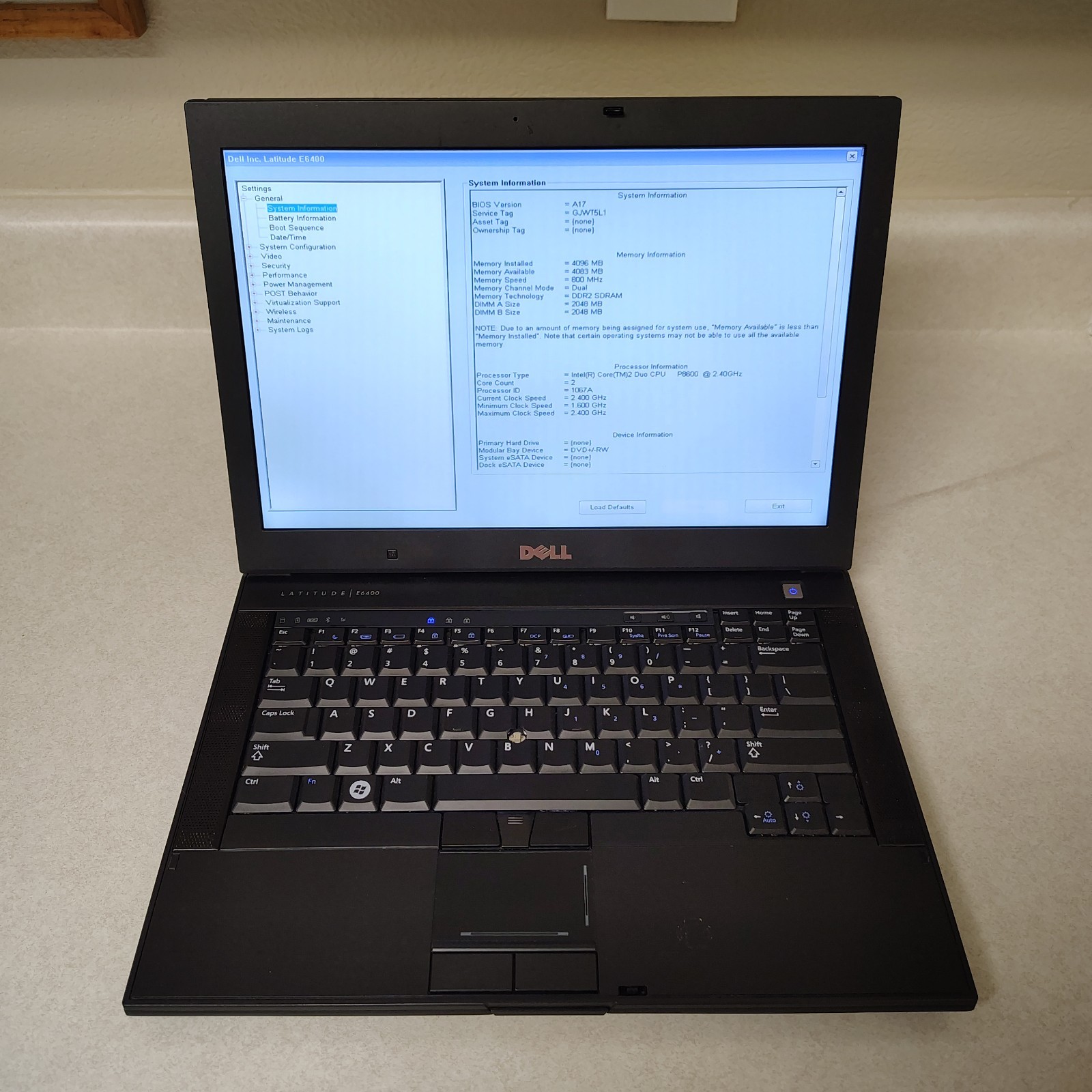 Dell Latitude E6400 Vintage Laptop Core 2 Duo P8600 4GB RAM NVIDIA NVS 160M GPU