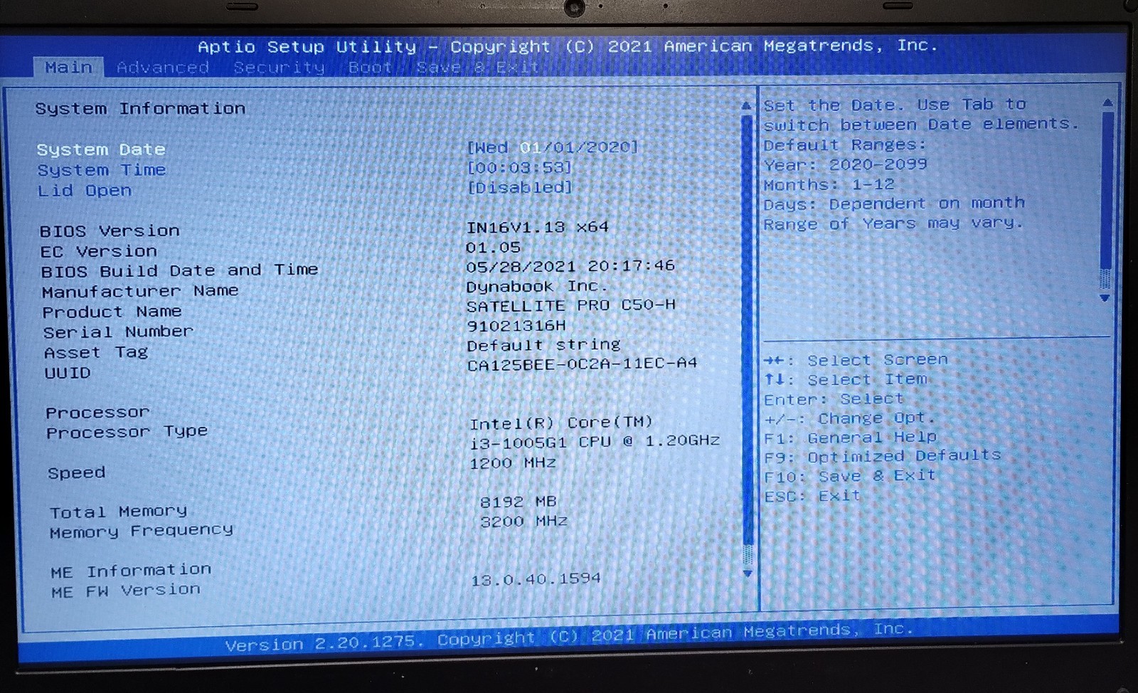 Dynabook Satellite Pro C50-H 15.6″ Laptop i3-1005G1 8GB RAM 256GB W10H H4040