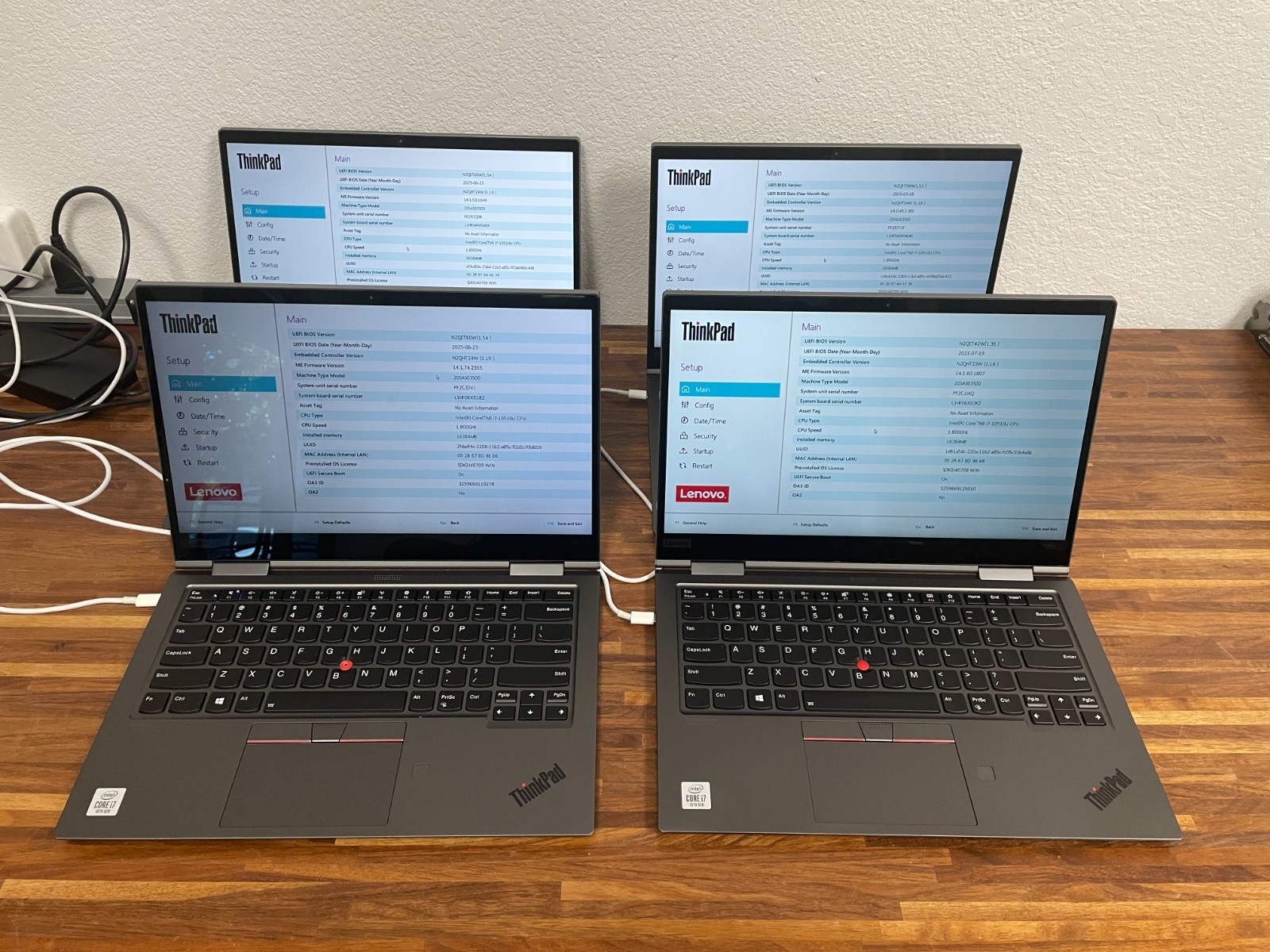 Lot of 4 Lenovo ThinkPad X1 Yoga 14″ i7-10510U 16GB RAM NO SSD READ!