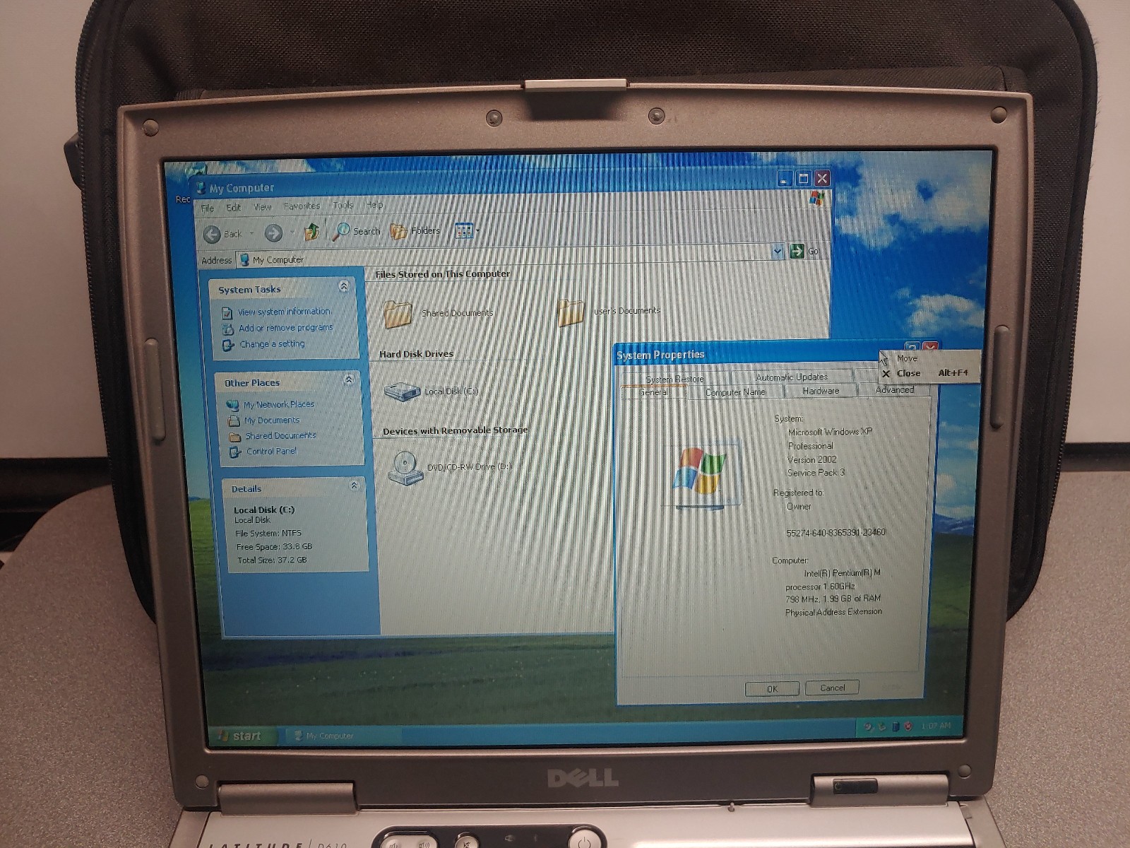 Dell Latitude D610 Intel Pentium M 1.6GHz, 2GB RAM, 40GB HDD, Windows XP w/ Bag