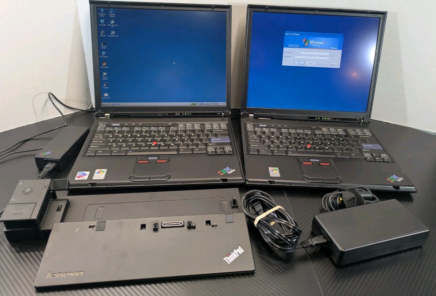 (2) IBM ThinkPad T41 Vintage Laptops XP 768 MB RAM 40GB IBM Era Excellent, READ