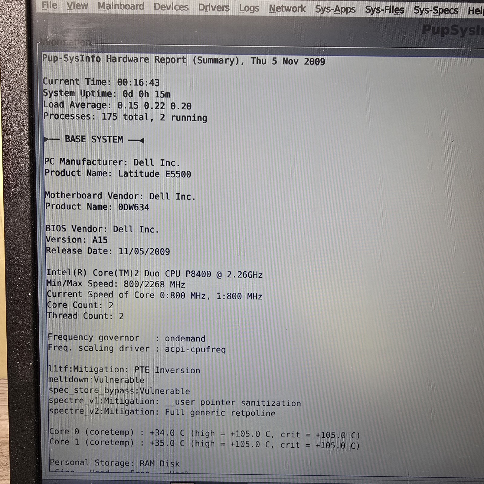 Dell Latitude E5500 Laptop Core 2 Duo P8400 2.26GHz 2GB Boots Win7 Pro