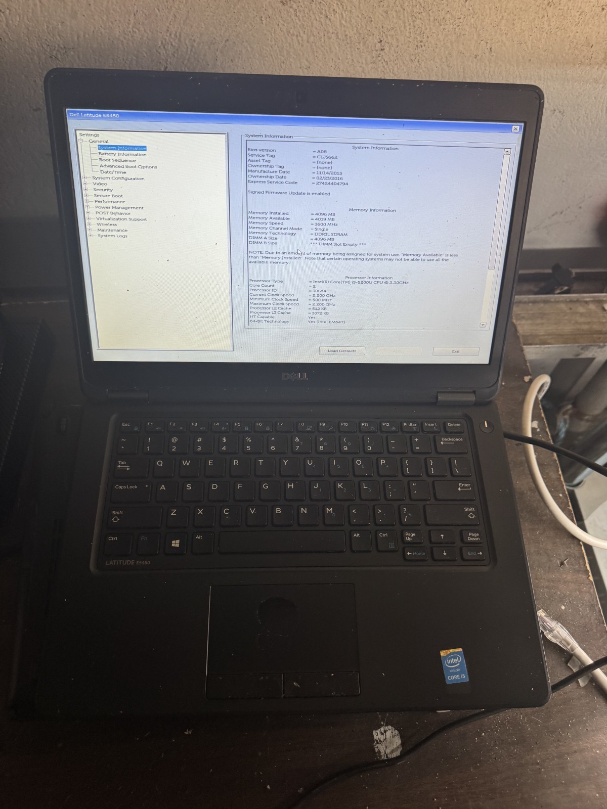 Dell Latitude E5450 Core i5-5200U, 4GB RAM Laptop for Repair #5425