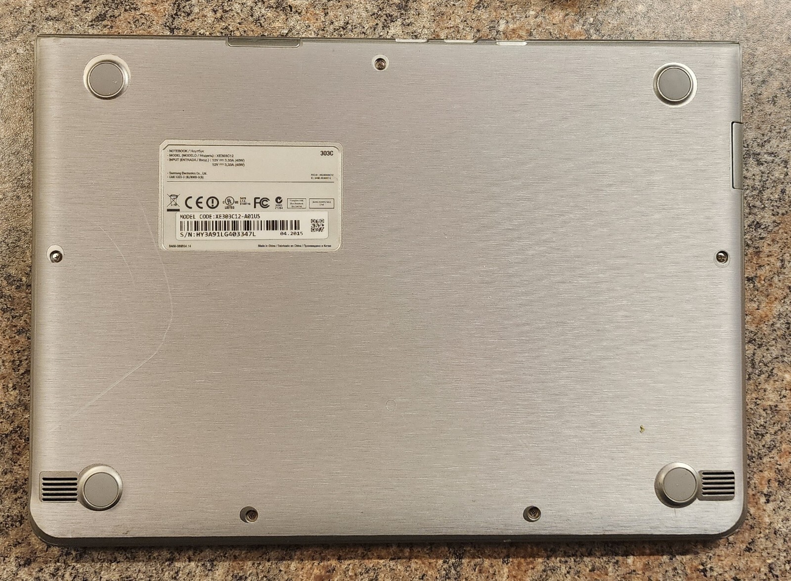 Samsung Chromebook XE303C12 FOR PARTS ONLY Includes AC Charger