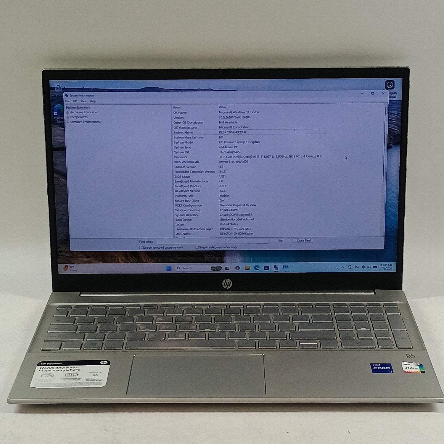 HP Pavilion 15-eg0067st 15.6″ i7-1165G7 2.8GHz 12GB RAM 512GB SSD