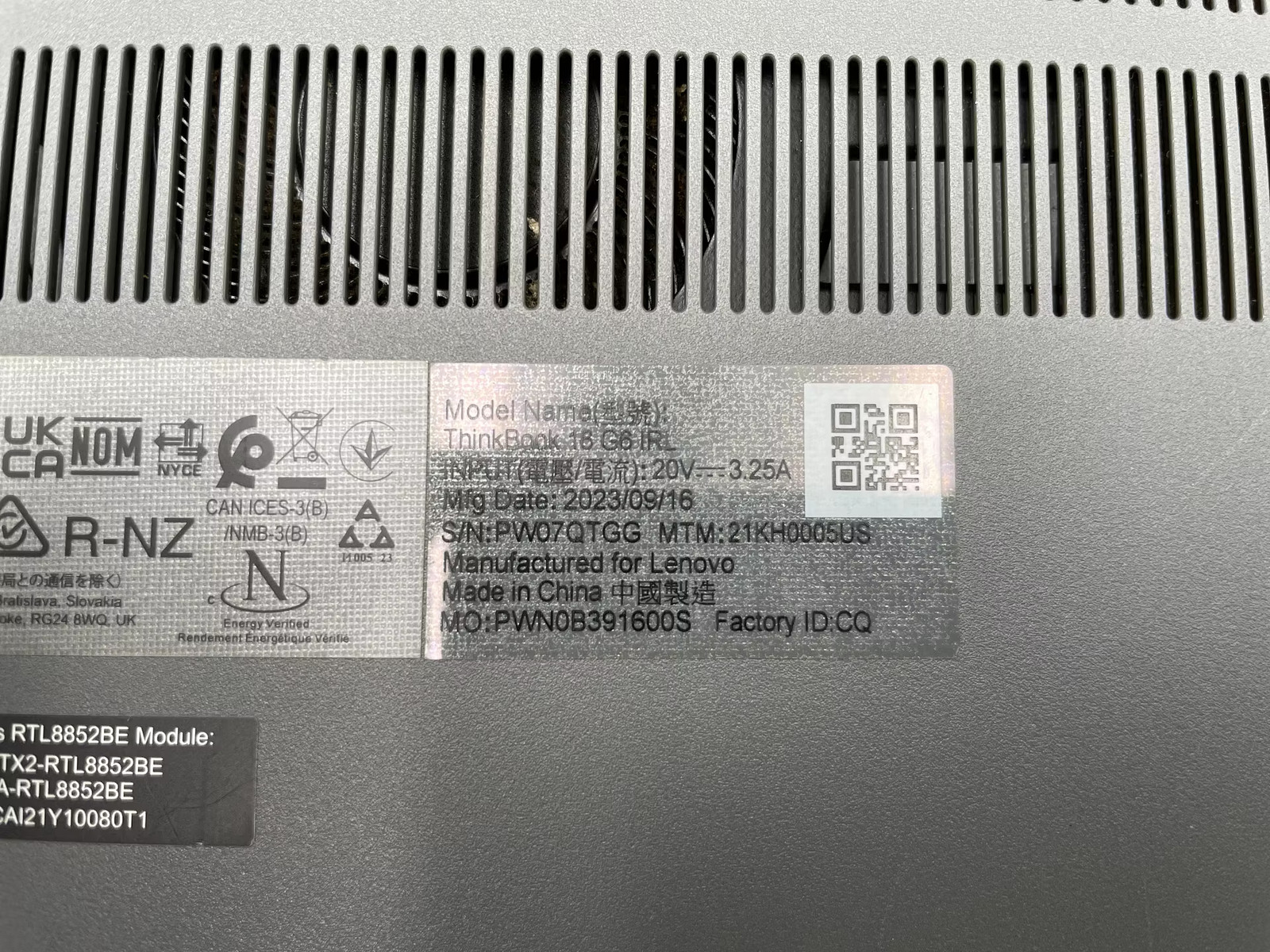 Lenovo ThinkBook 16 G6 IRL Used 16″ (i5-1335U-16GB-256GB NVMe)