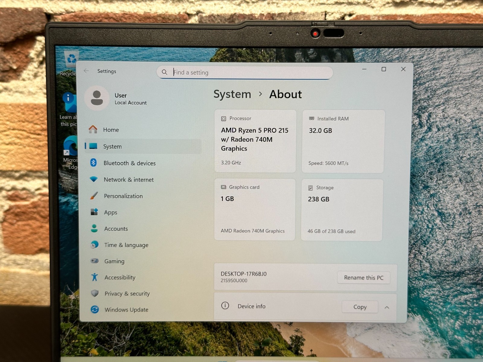 Lenovo ThinkPad L14 Gen 6 14″ AMD Ryzen 5 Pro 215 32 GB RAM 256GB SSD – Fair