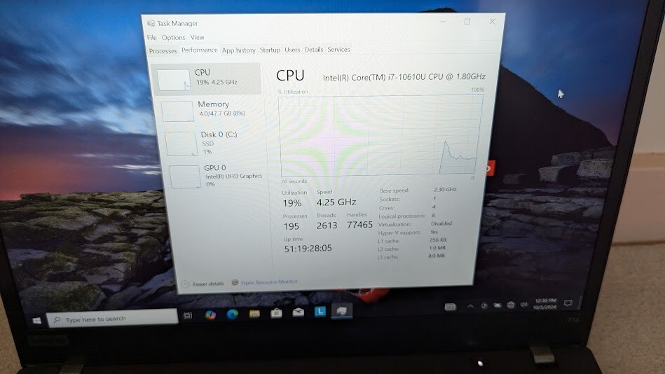 Lenovo T14 G1 i7-10610U 48GB RAM/500 GB SSD – Win 10 Pro TOUCHSCREEN