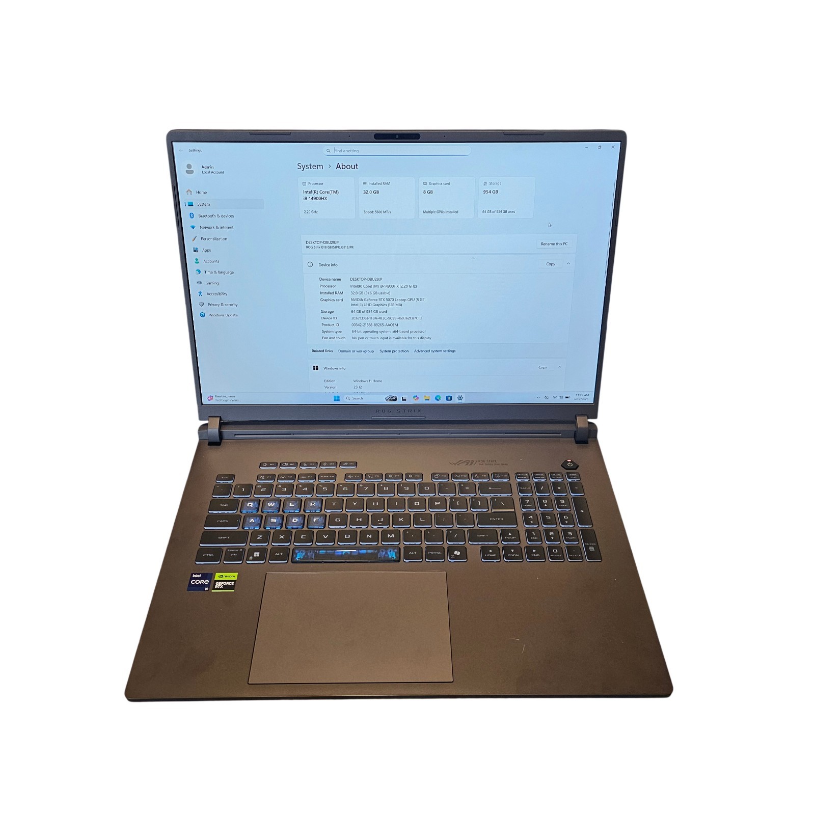 ASUS ROG Strix G18 18″ Gaming Laptop – Core i9 – RTX 5070 – 32GB RAM – 1TB SSD