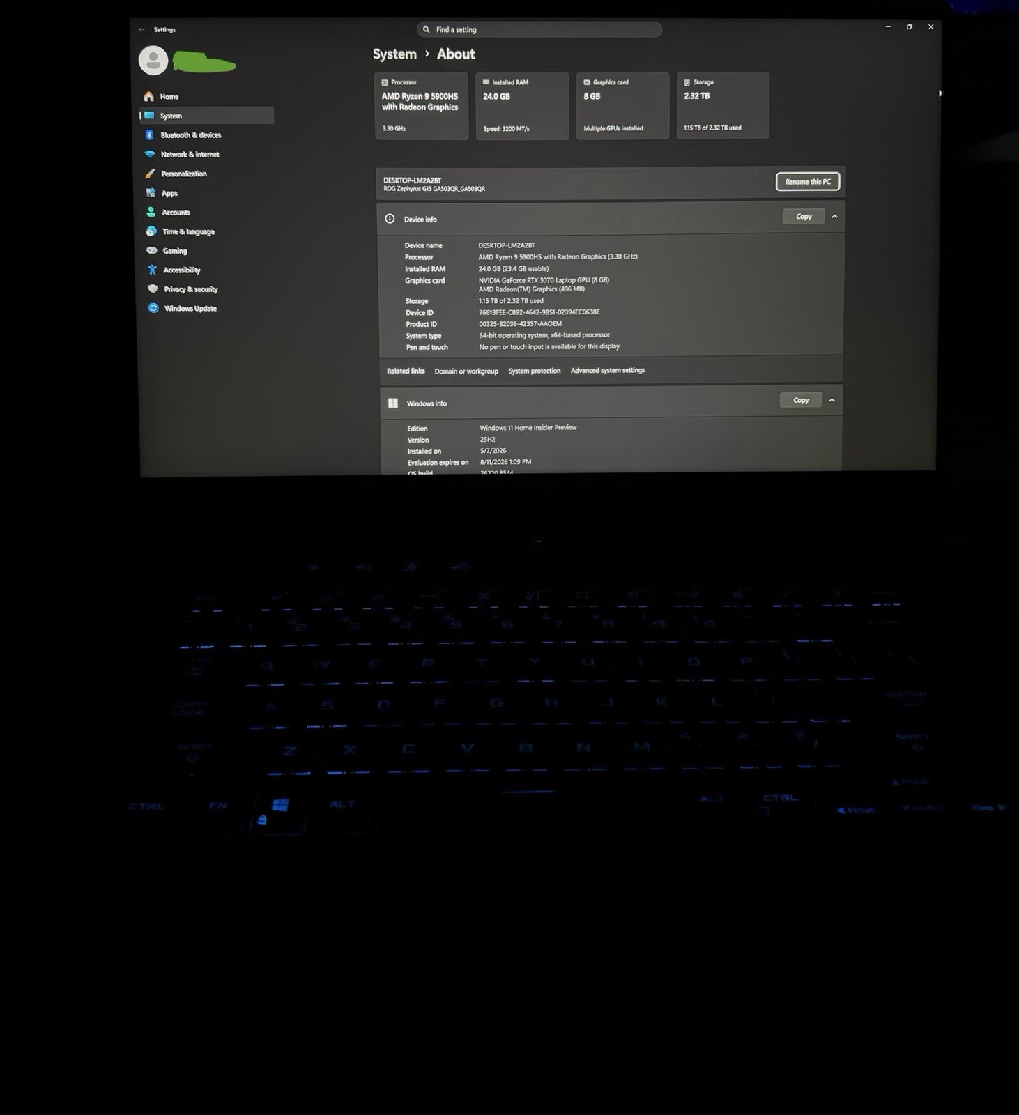 ASUS ROG Zephyrus G15 Gaming Laptop Bundle (RTX 3070, Ryzen 9, 24GB RAM)