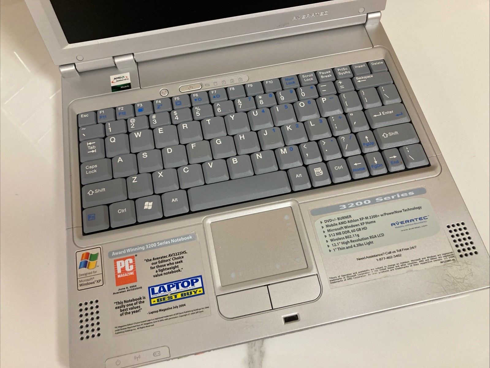 💻 Averatec 3200 💾 AMD Athlon XP-M 2000+ 512MB RAM🔋Turns On | No HDD | Vintage
