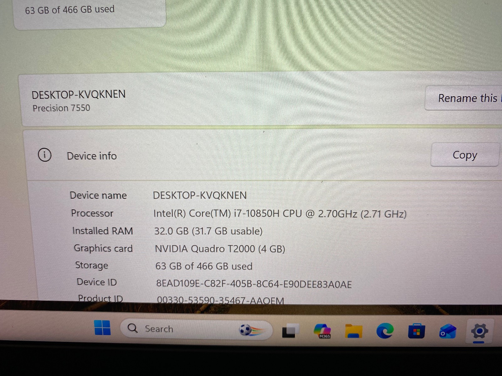 Dell Precision 7550 i7-10750H 2.60GHZ, 512GB SD 32GB NVidia T2000 Win 11 Pro