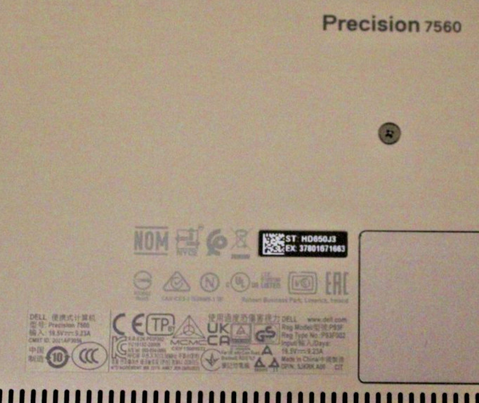 DELL PRECISION 7560 INTEL i7-11850H @ 2.50GHz 16 GB RAM SSD 512 GB WIN 11 PRO.