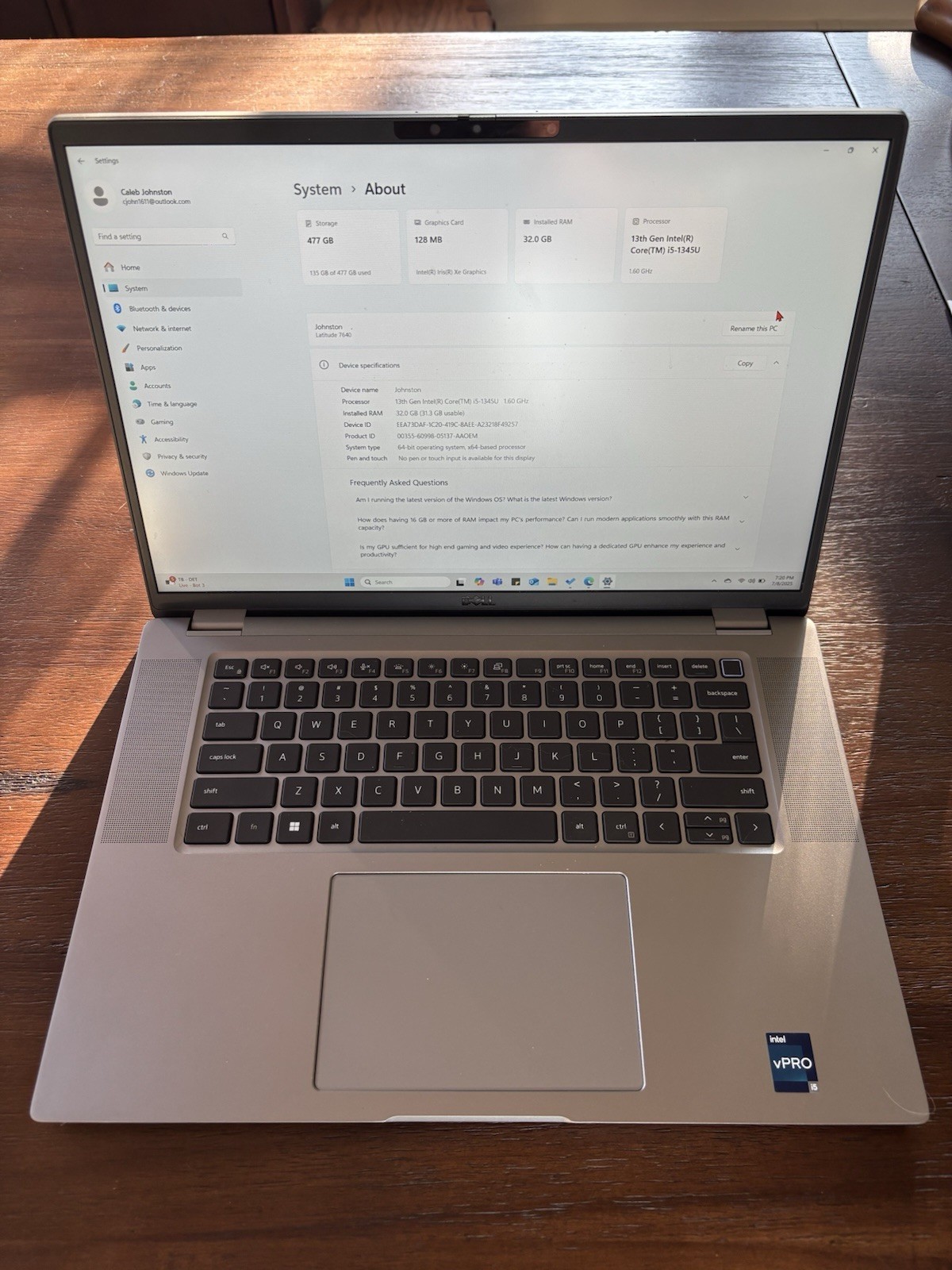 Dell Latitude 16 in 7640 I5-1345U 13th Gen, 32GB RAM, 477GB SSD, Windows 11 Pro