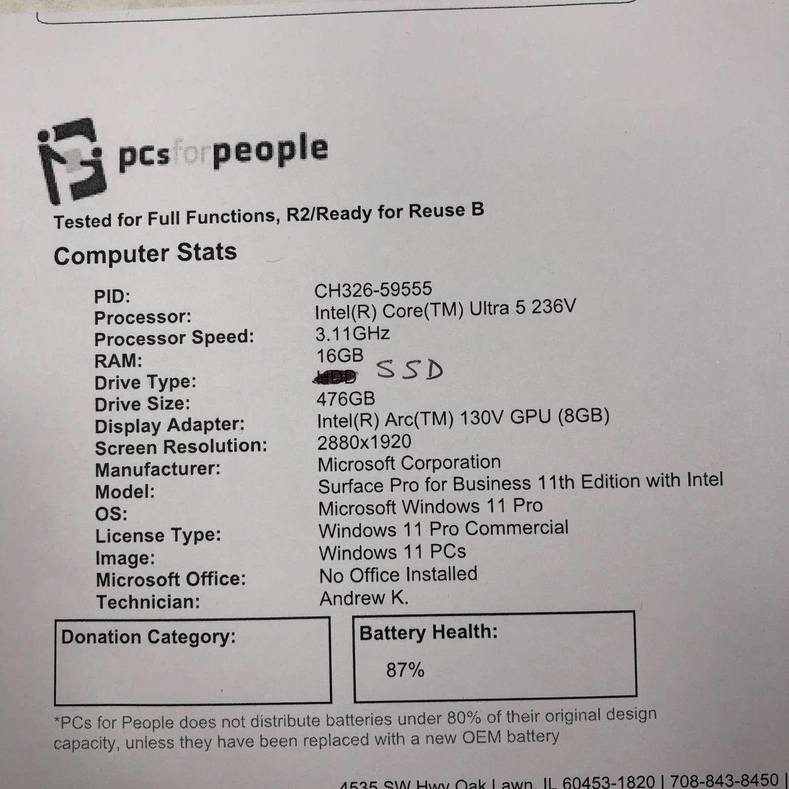 Microsoft Surface Pro 11 Core UItra 5 236V 16GB RAM 512GB SSD Win 11 Pro *Read*