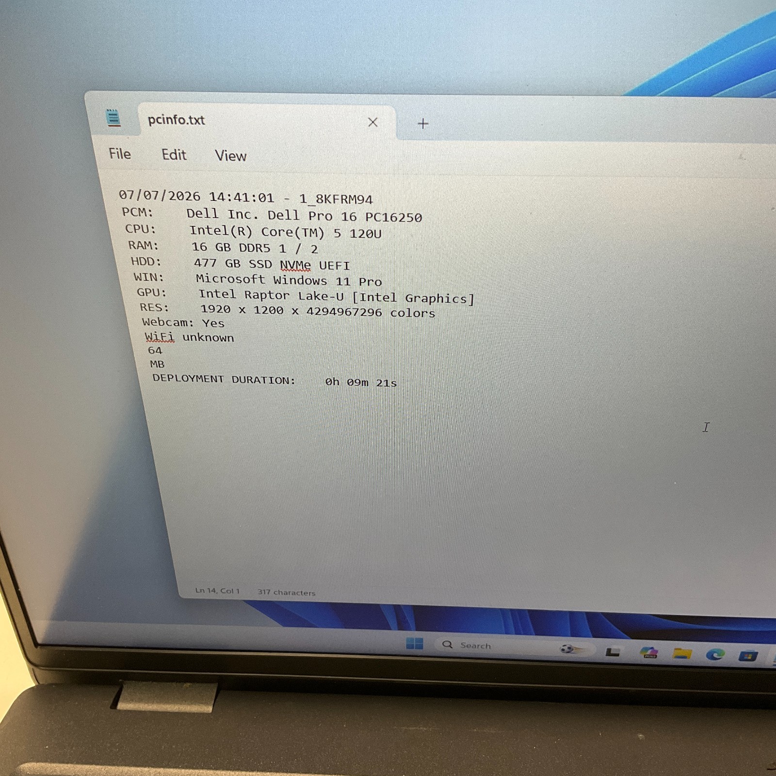 DELL Pro 16 PC16250 Laptop 16″ Core 5 120U 16GB RAM 512GB SSD Win 10 Pro
