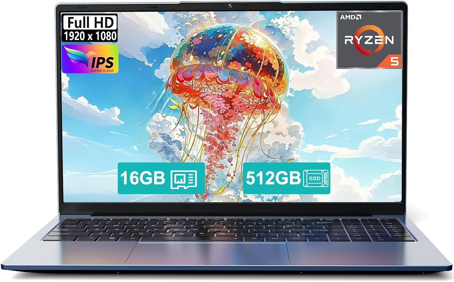 15.6 Student Laptop AMD Ryzen 5 16GB RAM 512GB SSD Radeon Vega 8 Graphics