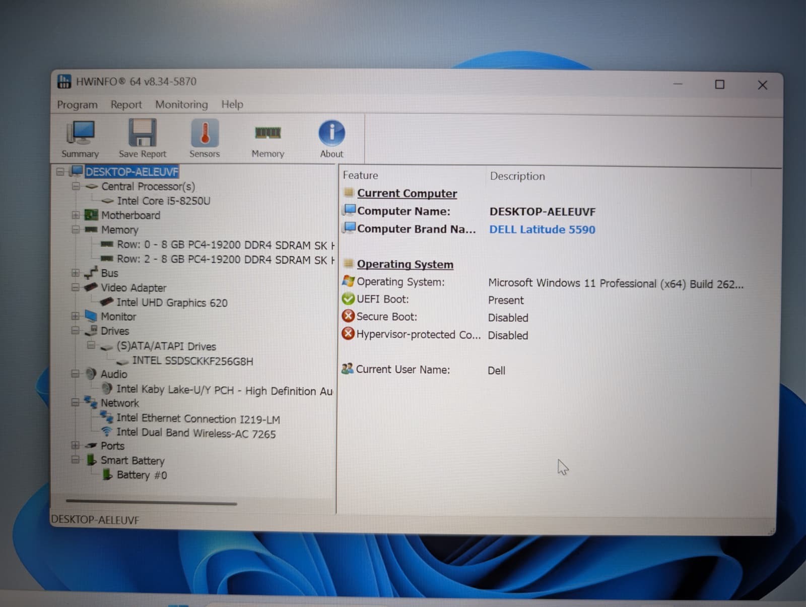DELL LATITUDE 5590 | i5-8250U 16GB RAM 256GB SSD | FHD Backlit | Windows 11 Pro