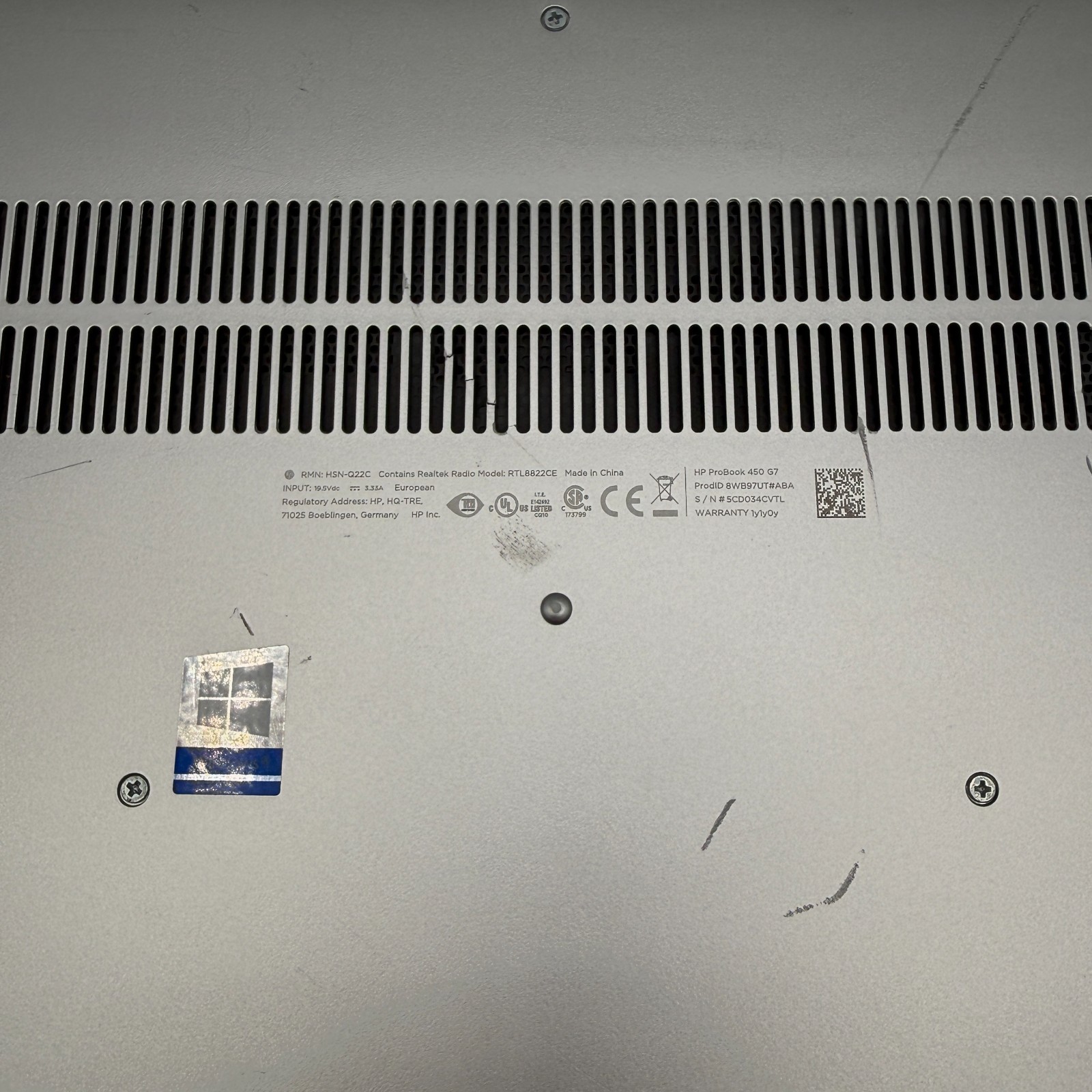HP ProBook 450 G7 i5-10210U 16GB RAM 128GB SSD Win11 Pro 15.6″ Laptop Dents