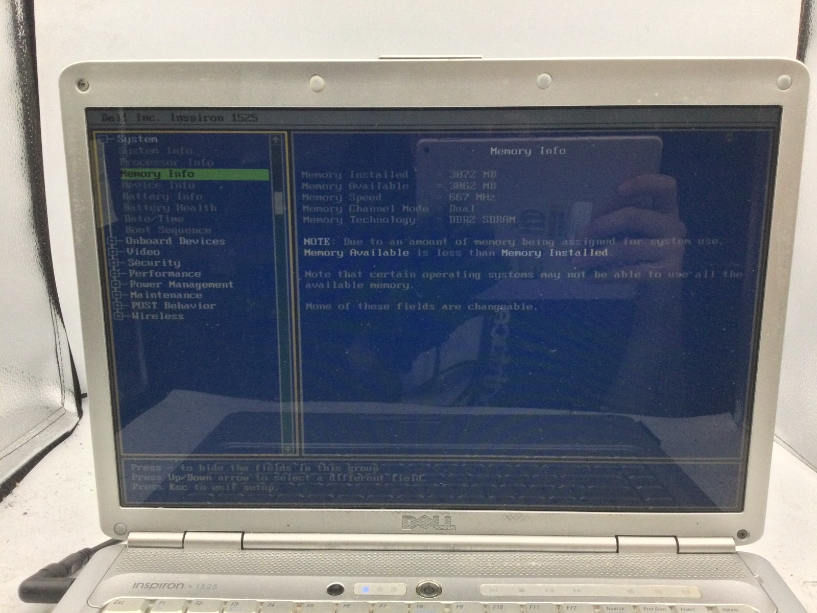 DELL INSPIRON 1720 – BOOTS TO BIOS – INTEL CORE 2 DUO – 512MB RAM -READ DESC- BB