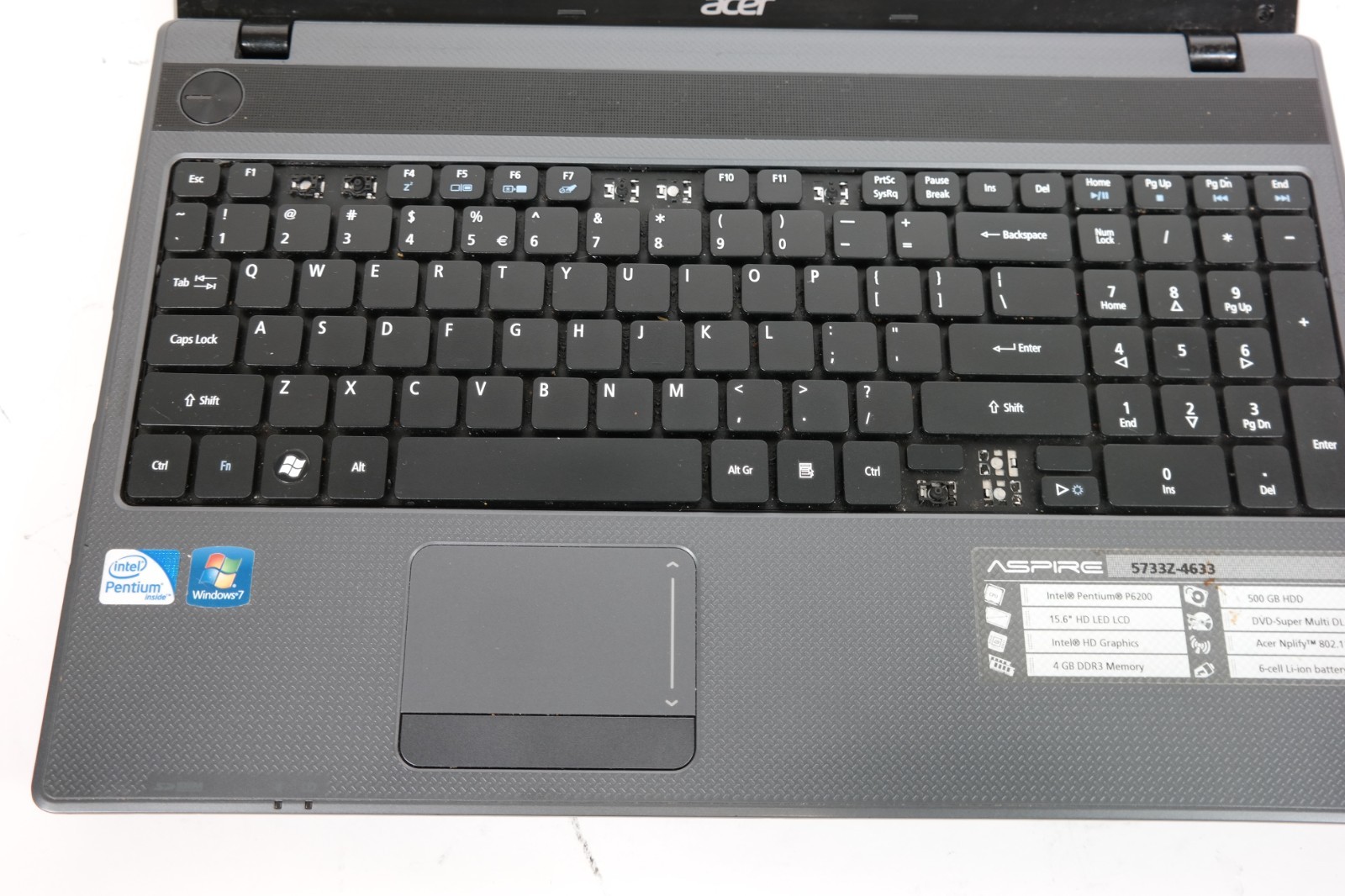 Acer Aspire 5733Z-4633 15.6″ Intel Pentium P6200– 4GB RAM – 500GB HDD – No Power