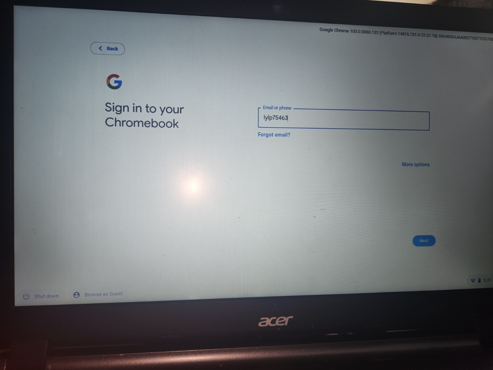 acer chromebook 15 cb3-532 laptop
