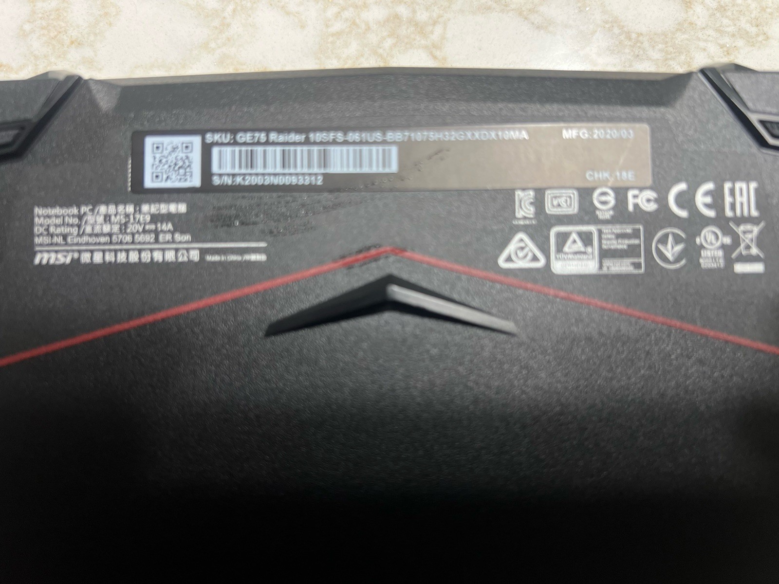 MSI GE75 Raider 10SFS 17.3” i7-10750H RTX 2070 SUPER 16GB 512GB Gaming Laptop
