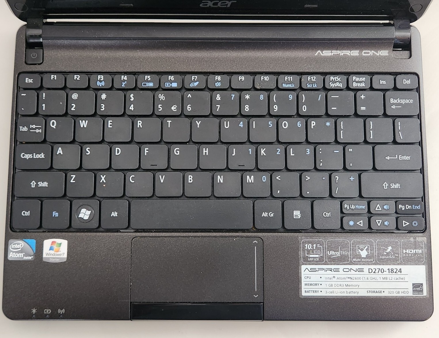 Acer Aspire One Series ZG5 Laptop Only Untested For Parts Or Repair!