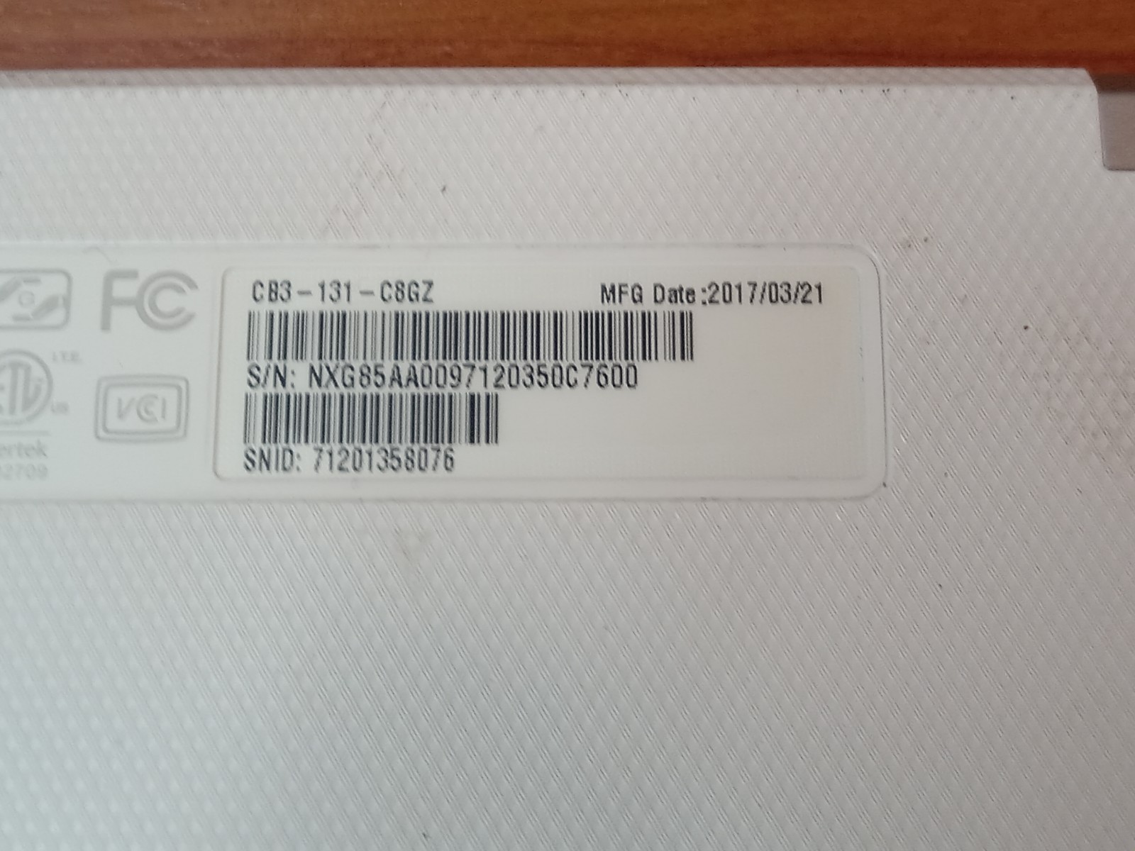 Acer Chromebook 11 CB3-131-C3SZ (16GB Intel Celeron Untested For Parts or Repair