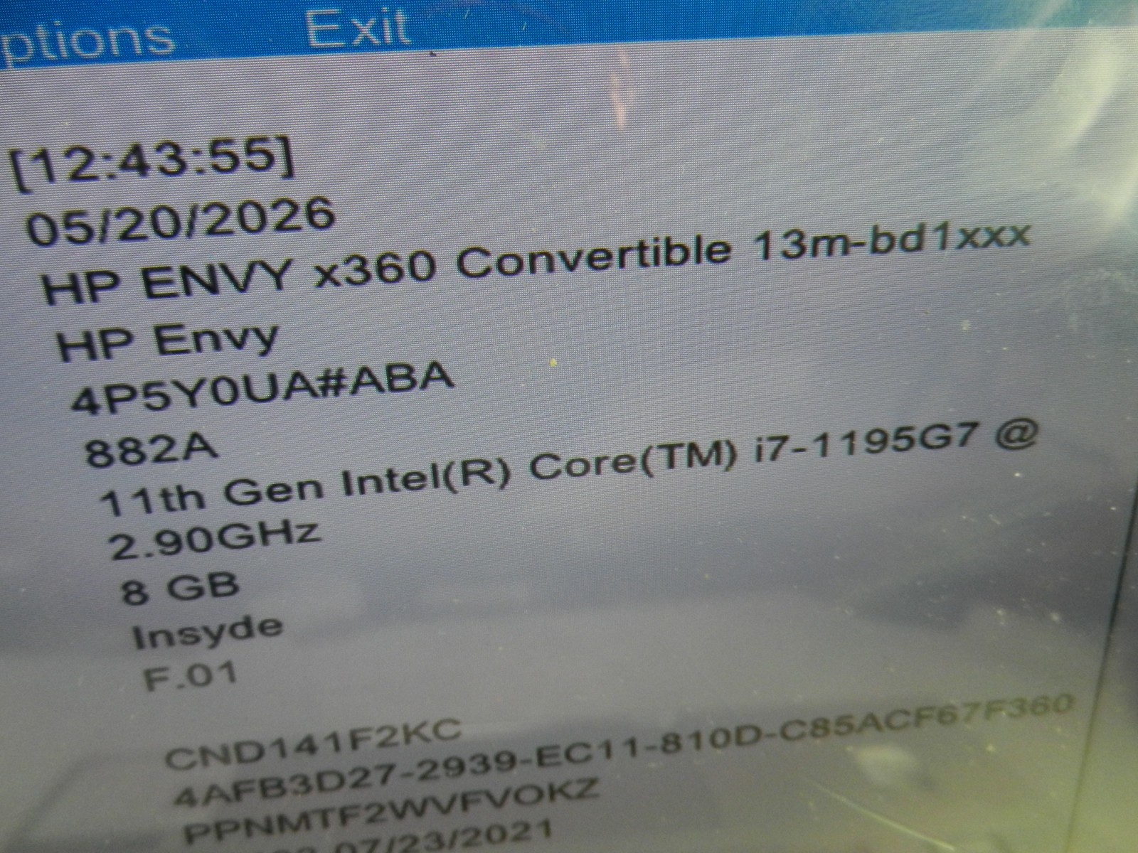 HP ENVY X360 Convertible 13M – CORE i7-1195G7 / 8GB RAM / NO HDD – PARTS/REPAIR