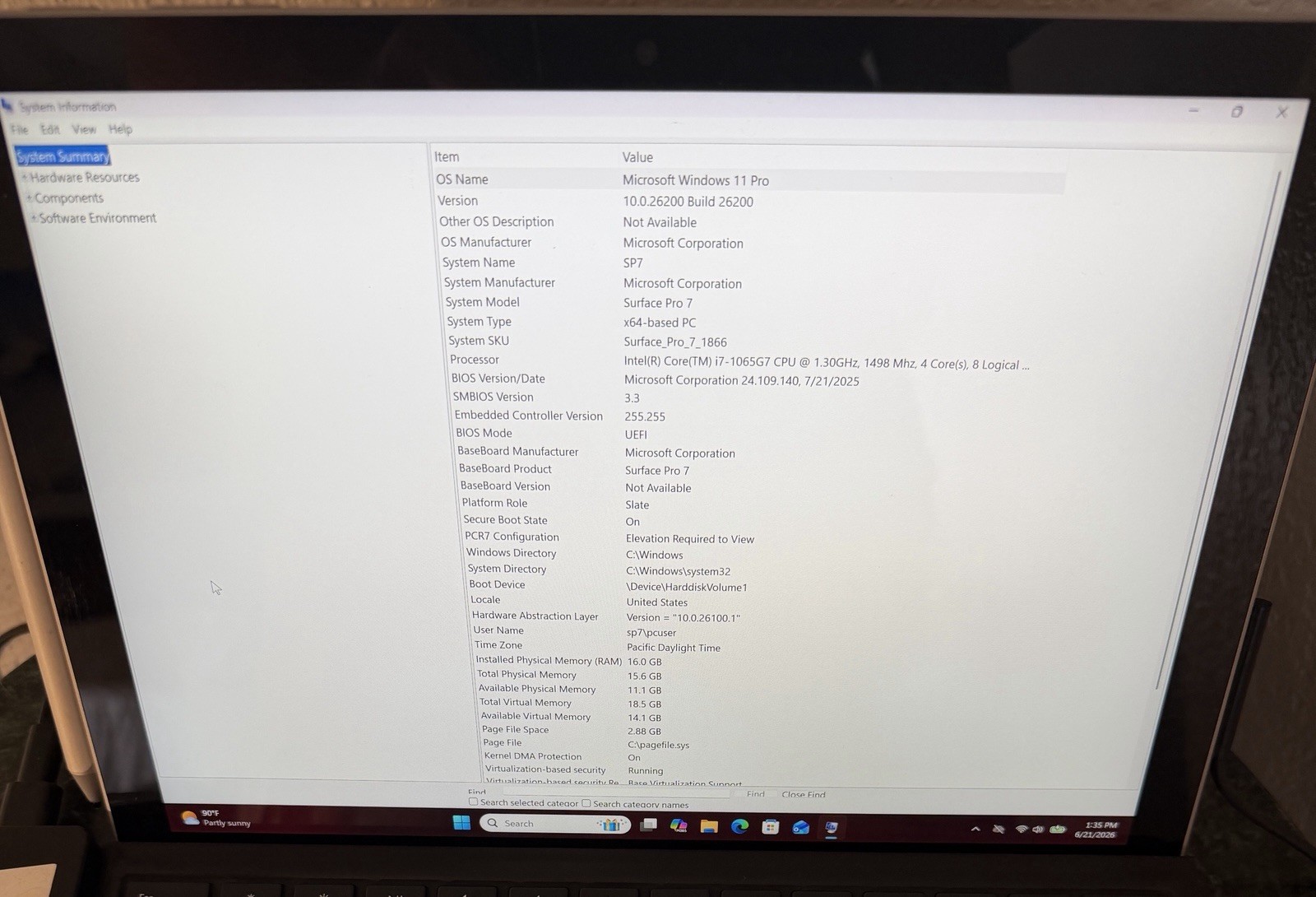 MICROSOFT SURFACE PRO 7 Tablet w/ Intel Core i7-1065G7 1.30 GHZ + 16 GB + 256 GB
