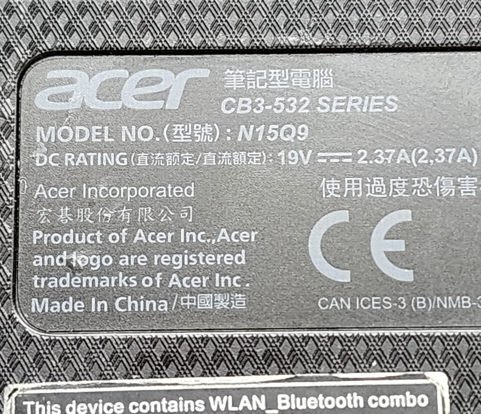 Acer Chromebook 15 – CB3-532 – Model N15Q9 – Celeron – 4GB RAM – 16GB eMMC