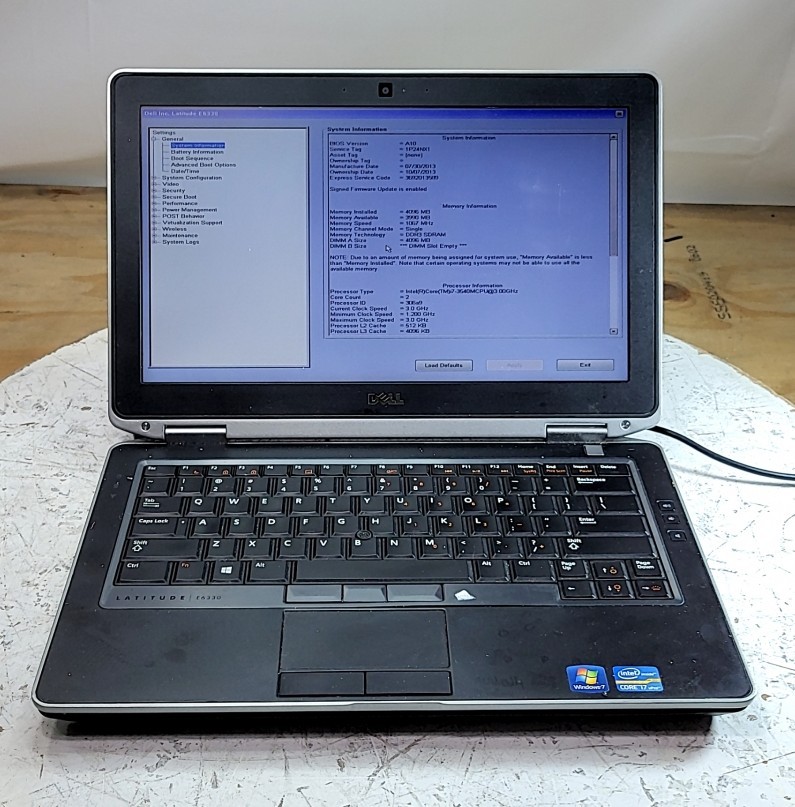 DELL LATITUDE E6330 Laptop Intel I7-3540M 4GB SEE NOTES