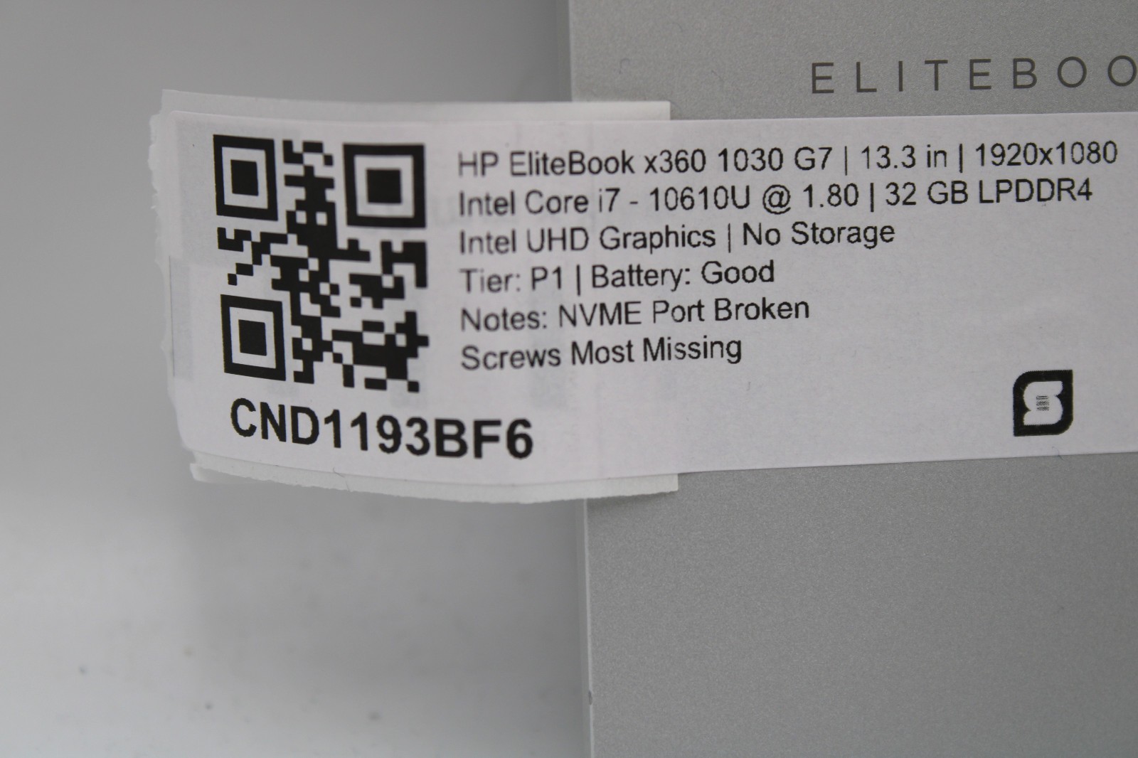 HP EliteBook x360 1030 G7 Touch _ i7-10610U @ 1.8 _ 32GB RAM _ No SSD / OS *READ