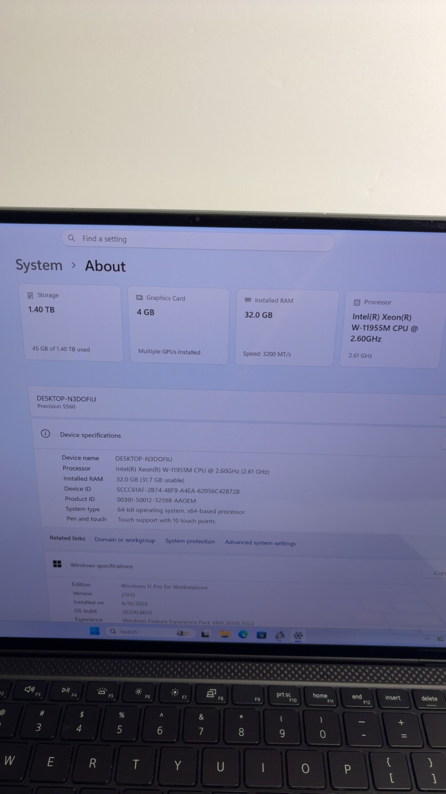 Dell Precision 5560 Xeon W-11955M 2.60GHz 32GB RAM 1TB SSD RTX A2000 Win11 Pro