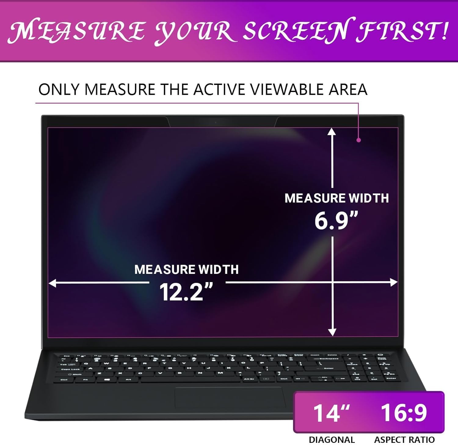 Magnetic Laptop Privacy Screen 14 Inch 16:9 – Anti-Blue Light, Anti-Glare Filter