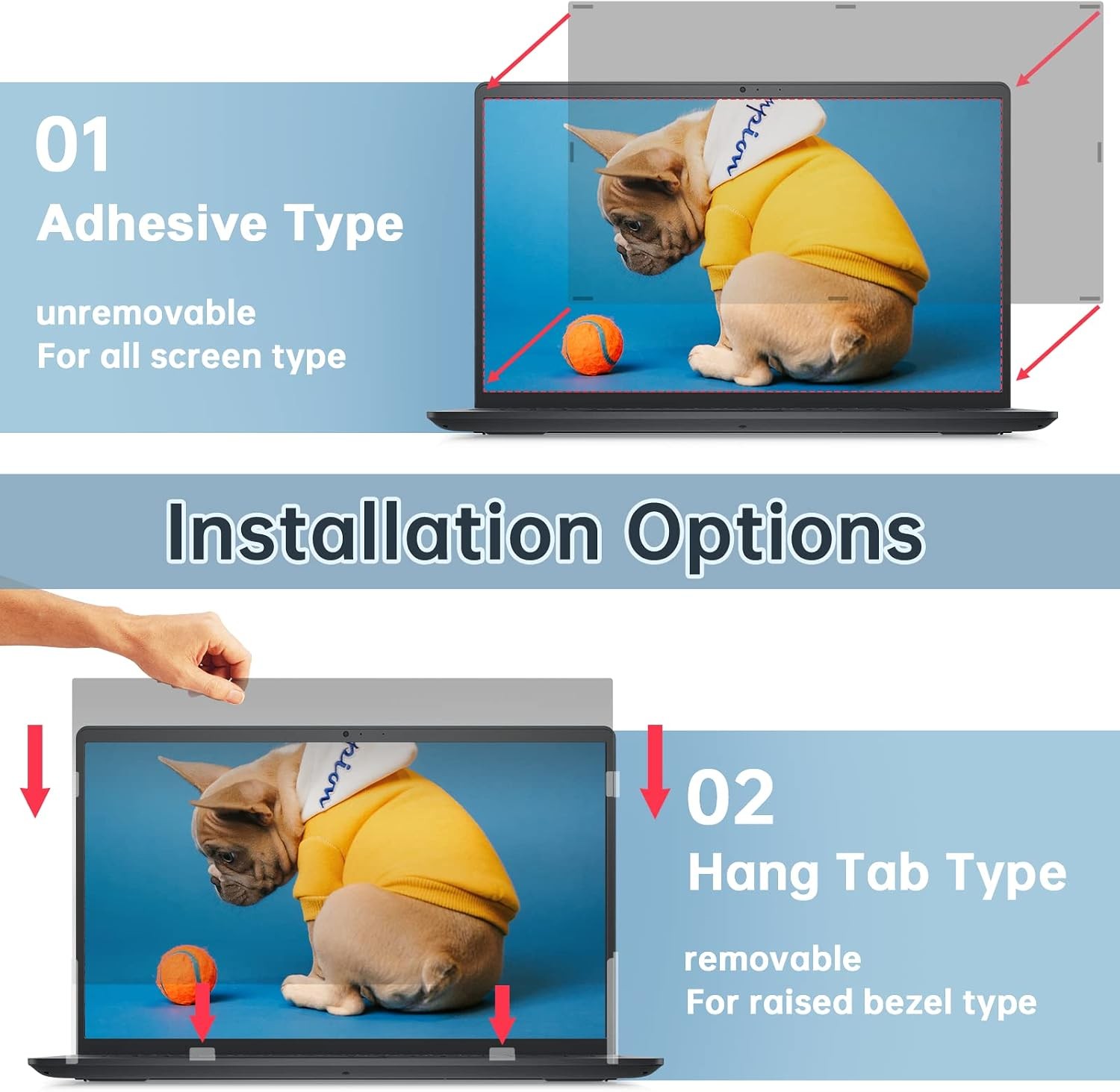 15.6 Inch Laptop Privacy Screen with Removable Anti-Glare Filter 16:9 Aspect Rat